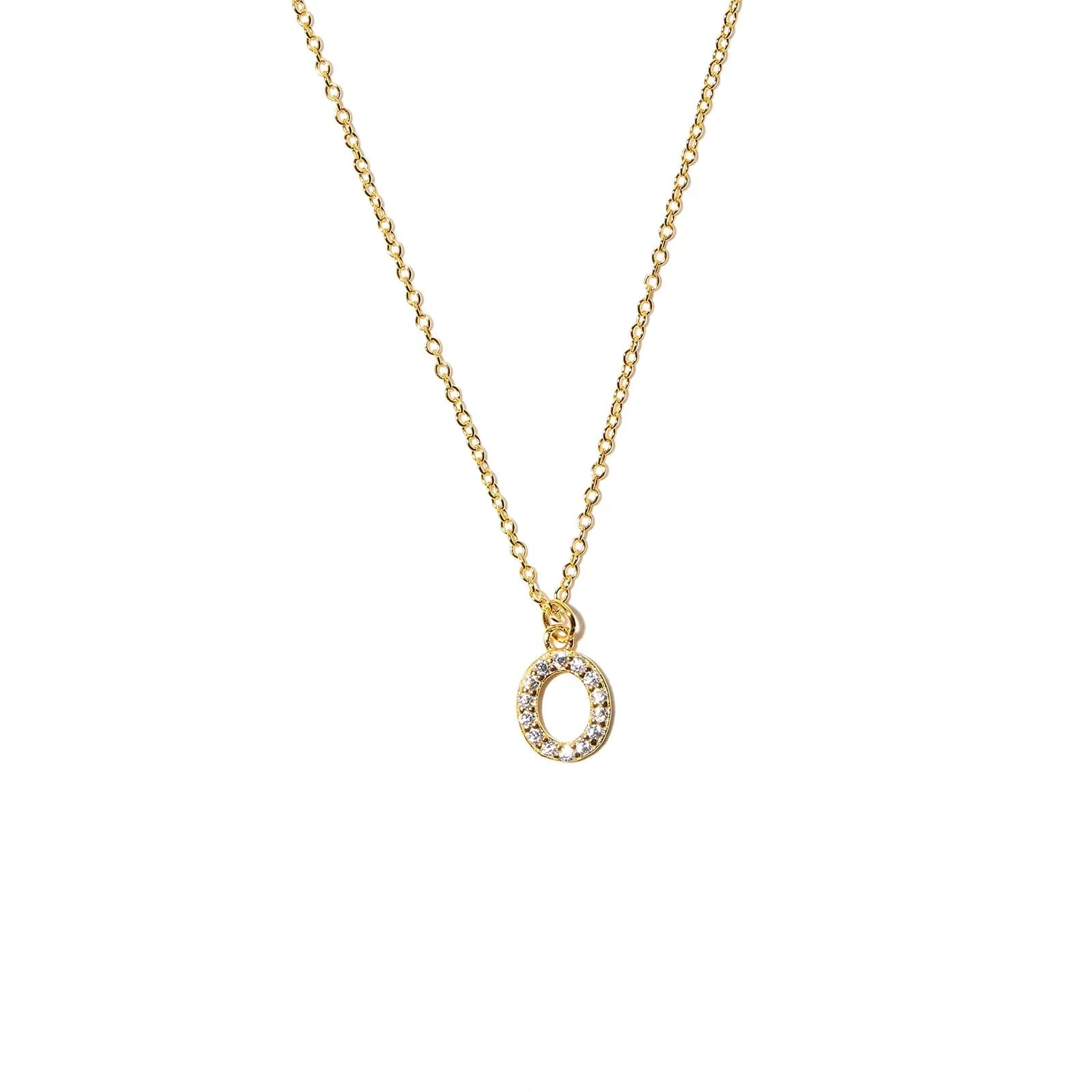 Guldpläterat halsband bokstav O - 42+3 cm