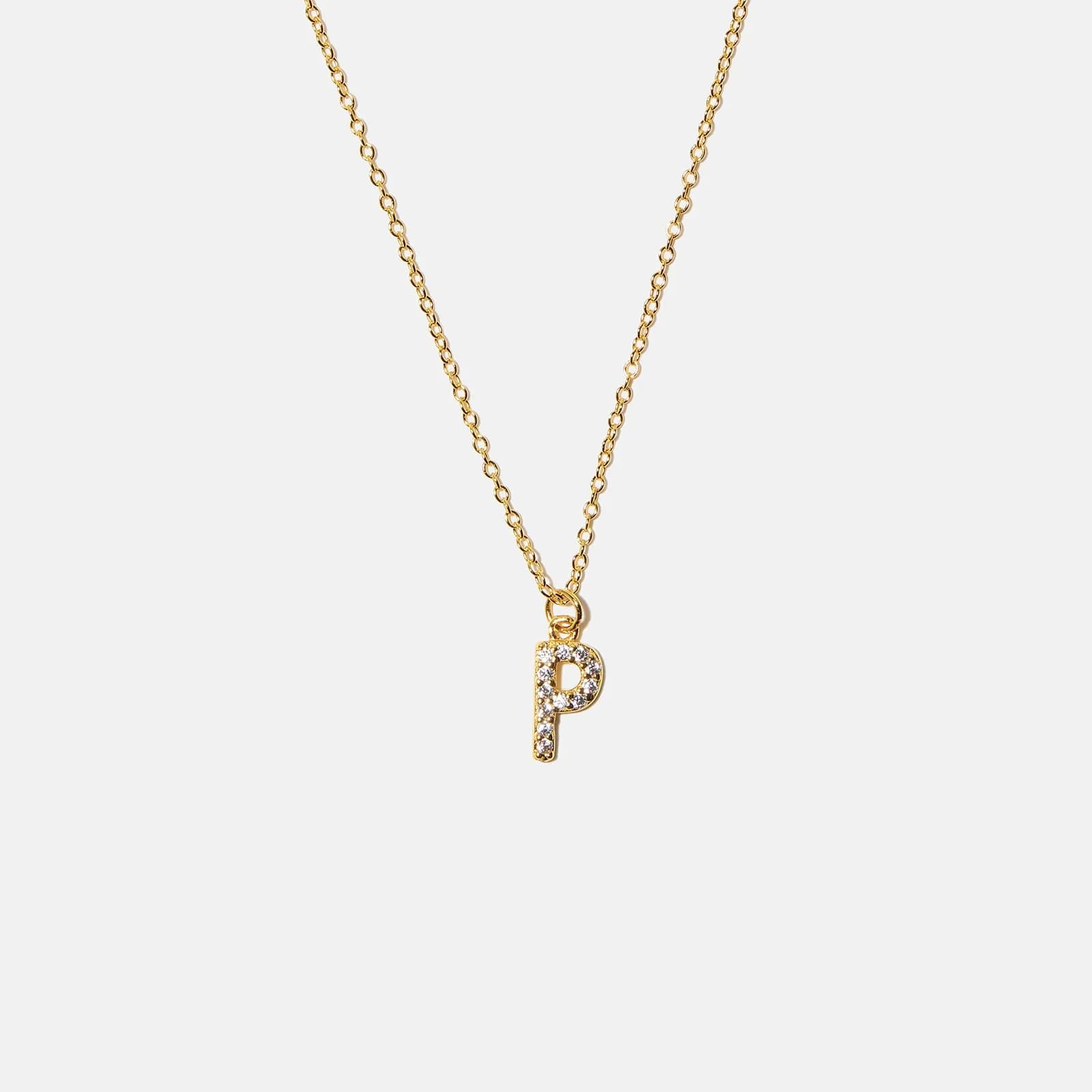 Guldpläterat halsband bokstav P - 42+3 cm