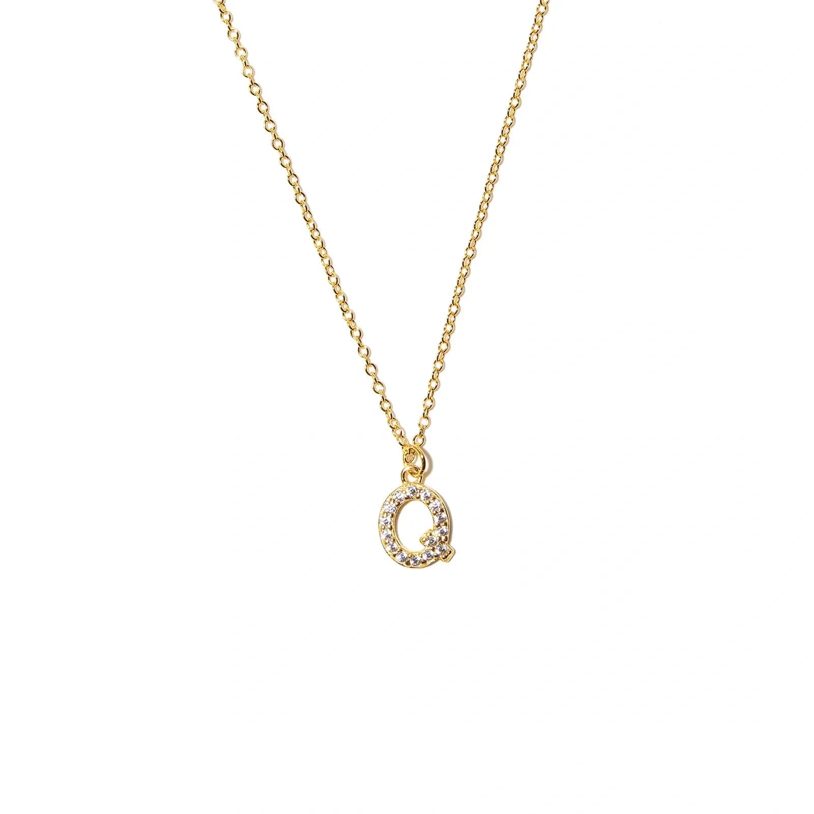 Guldpläterat halsband bokstav Q - 42+3 cm