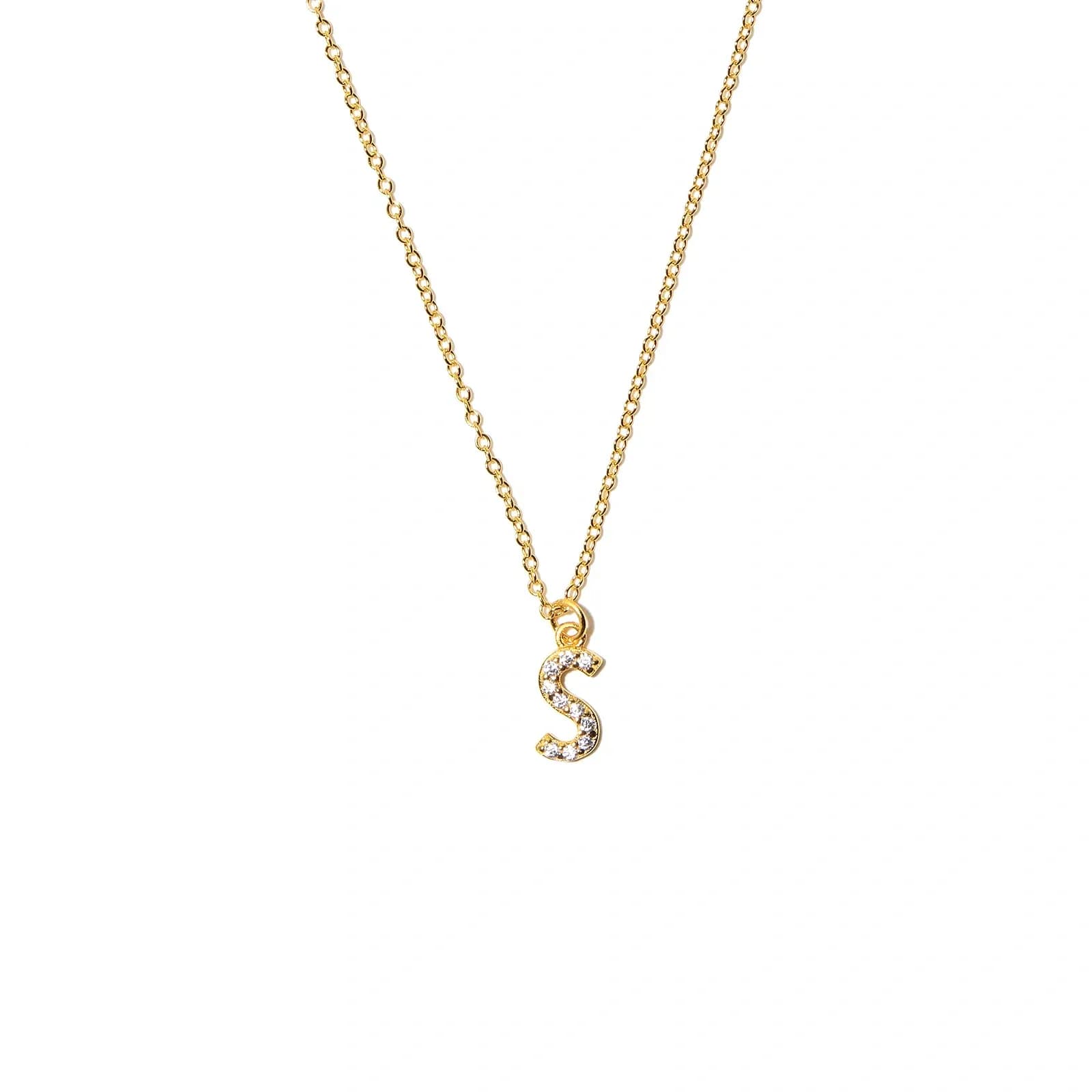 Guldpläterat halsband bokstav S - 42+3 cm