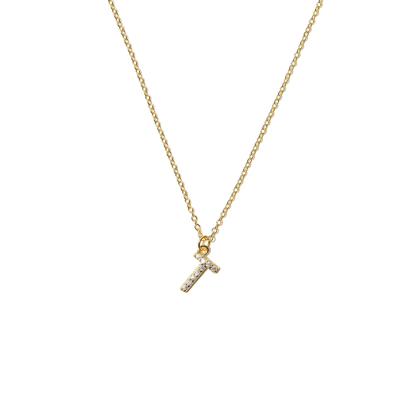 Guldpläterat halsband bokstav T - 42+3 cm