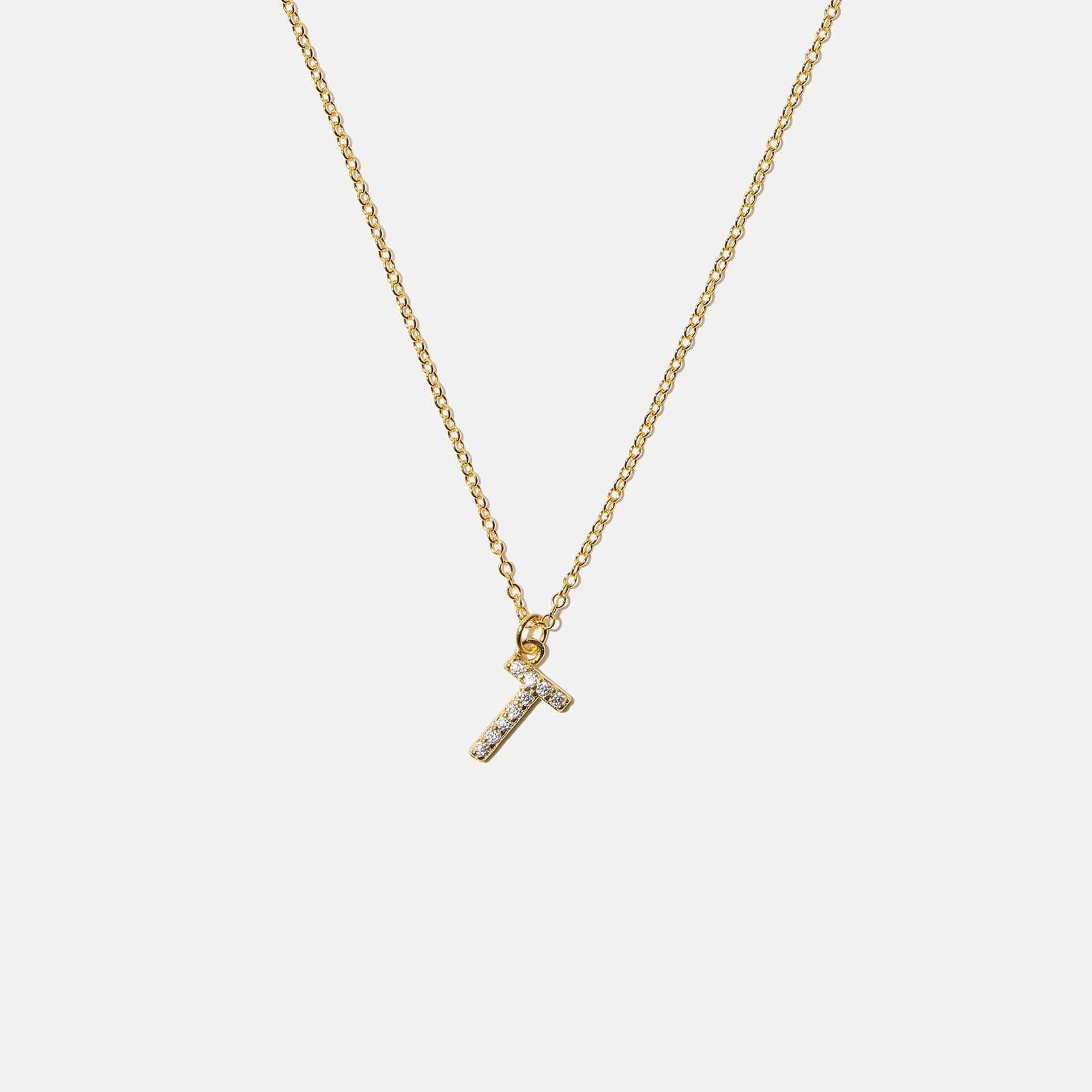 Guldpläterat halsband bokstav T - 42+3 cm 1
