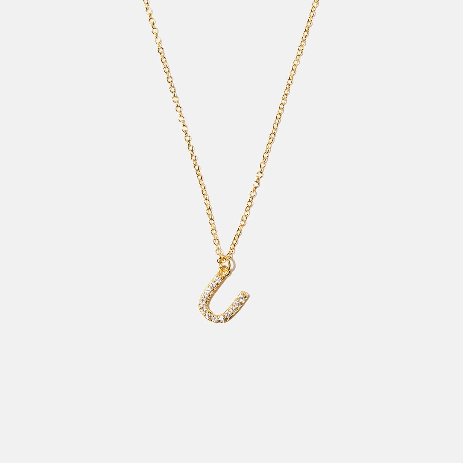 Guldpläterat halsband bokstav U - 42+3 cm