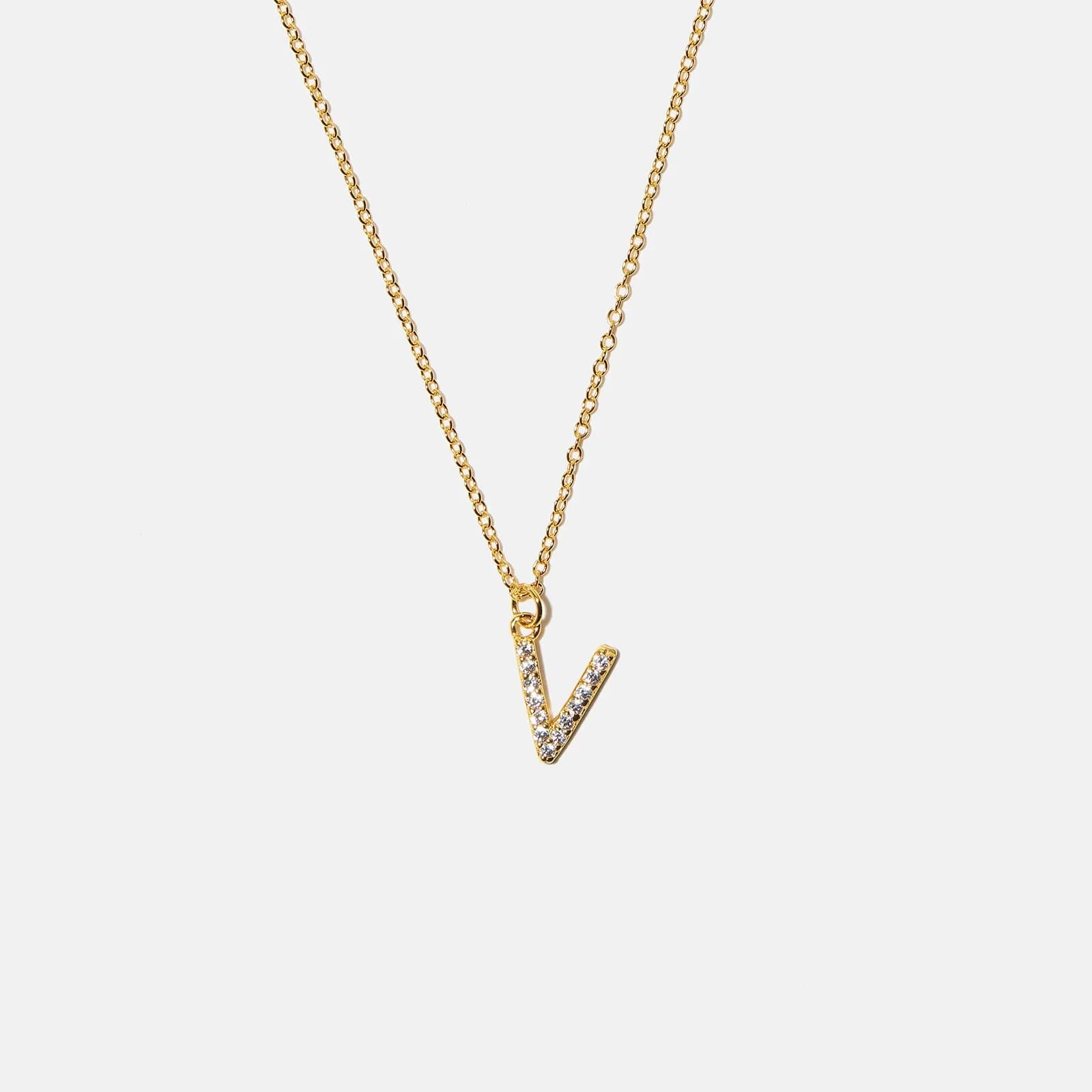 Guldpläterat halsband bokstav V - 42+3 cm