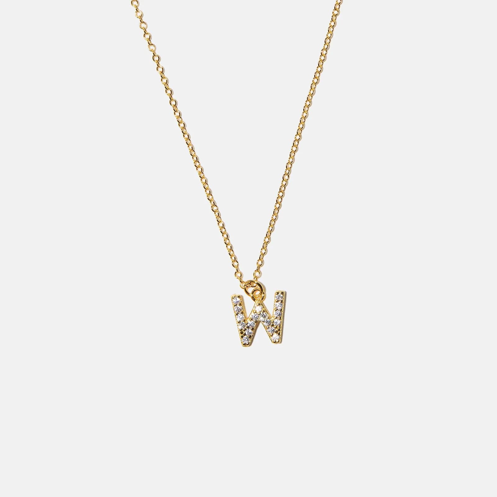 Guldpläterat halsband bokstav W - 42+3 cm 1