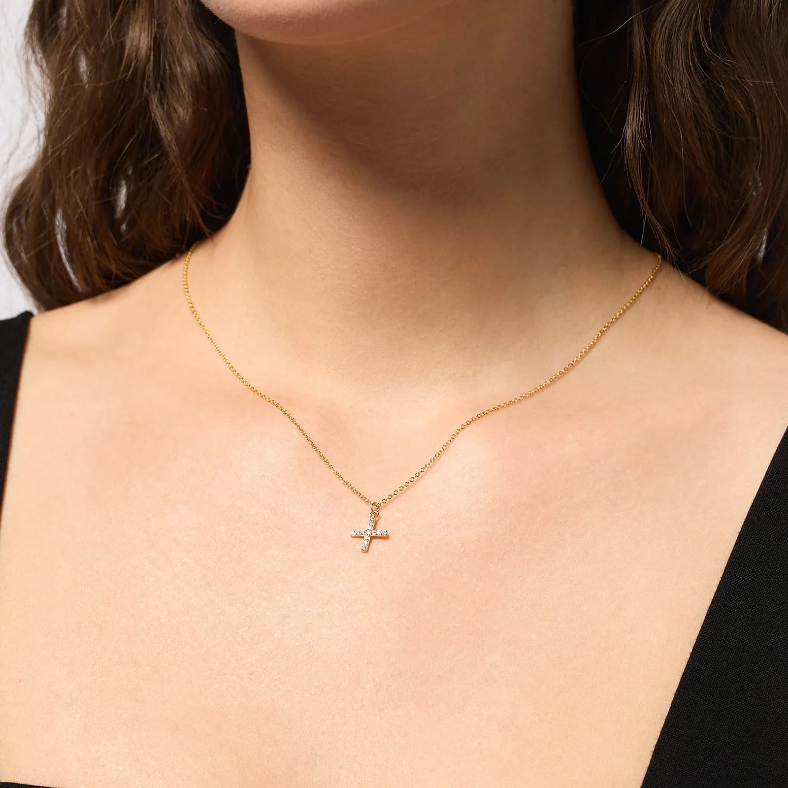 Guldpläterat halsband bokstav X - 42+3 cm 2