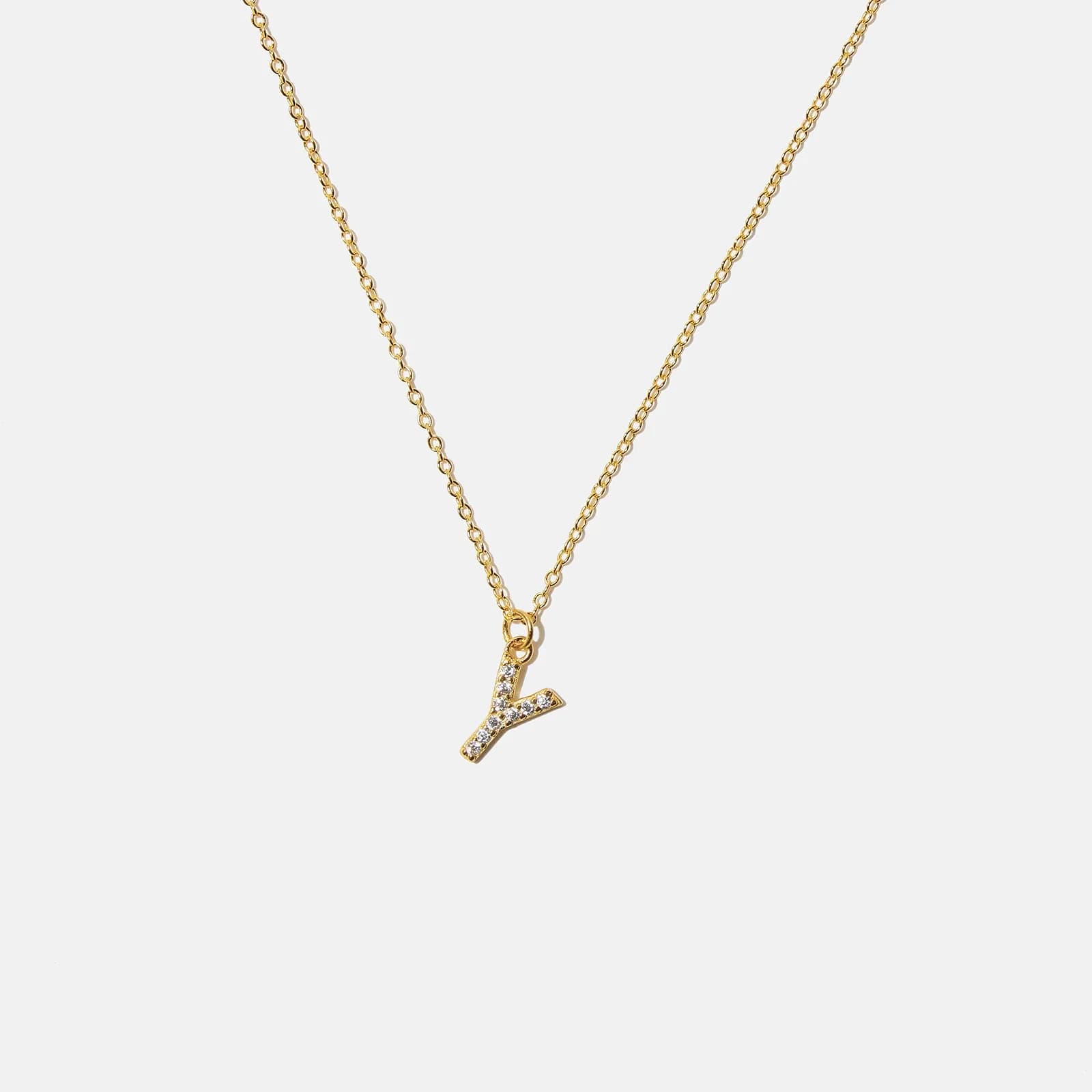 Guldpläterat halsband bokstav Y - 42+3 cm