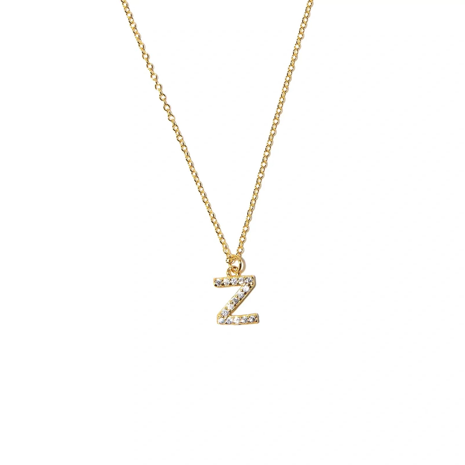 Guldpläterat halsband bokstav Z - 42+3 cm