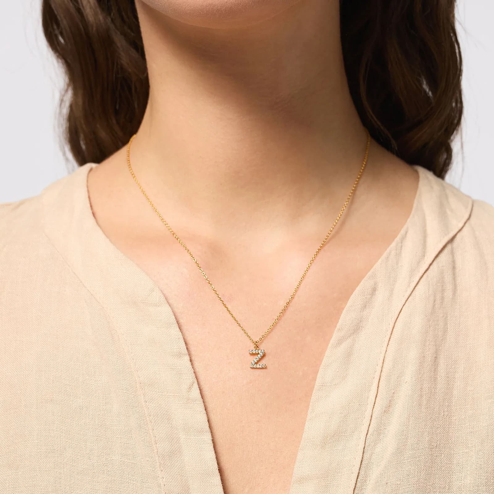 Guldpläterat halsband bokstav Z - 42+3 cm 2