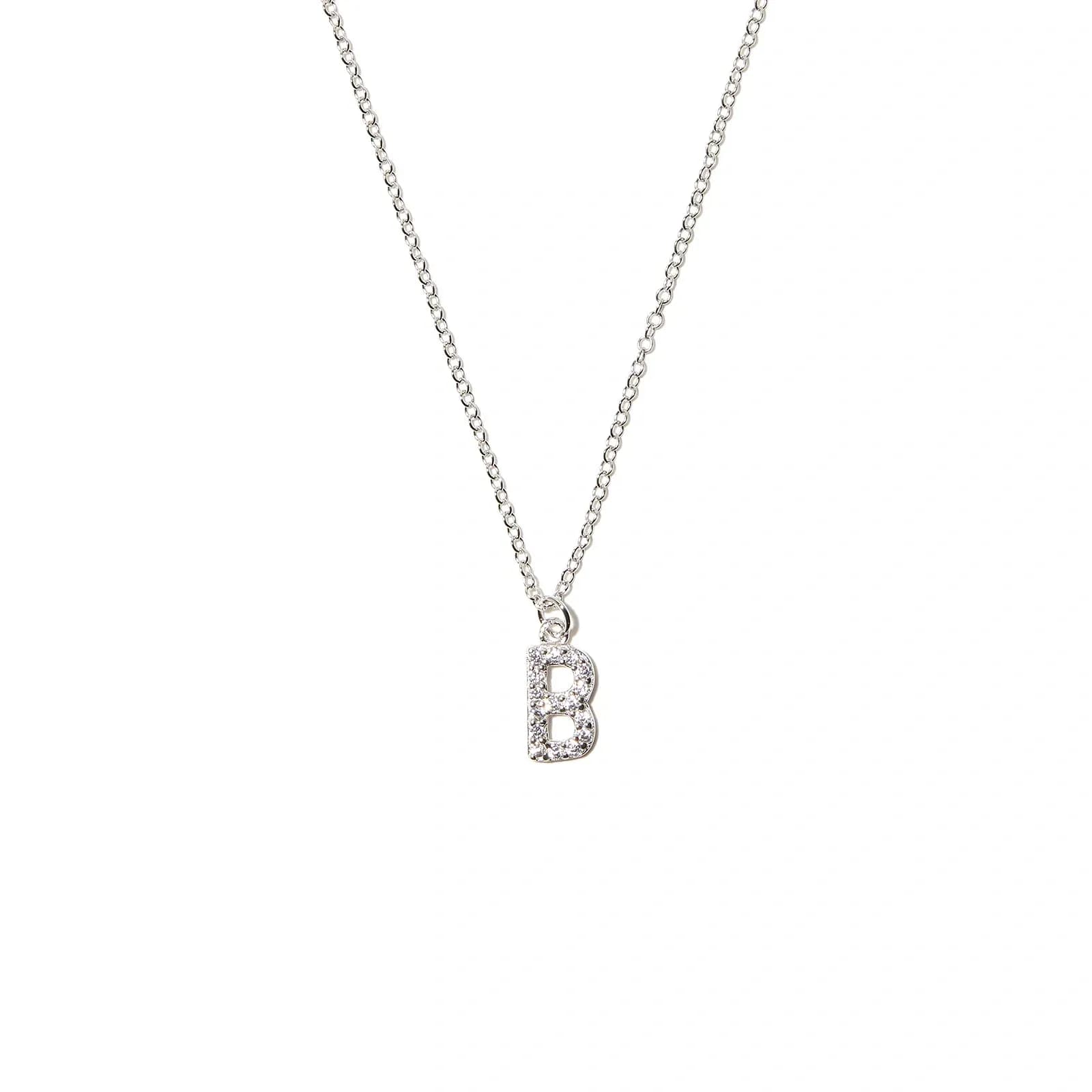 Halsband äkta silver, bokstav B - 42+3 cm