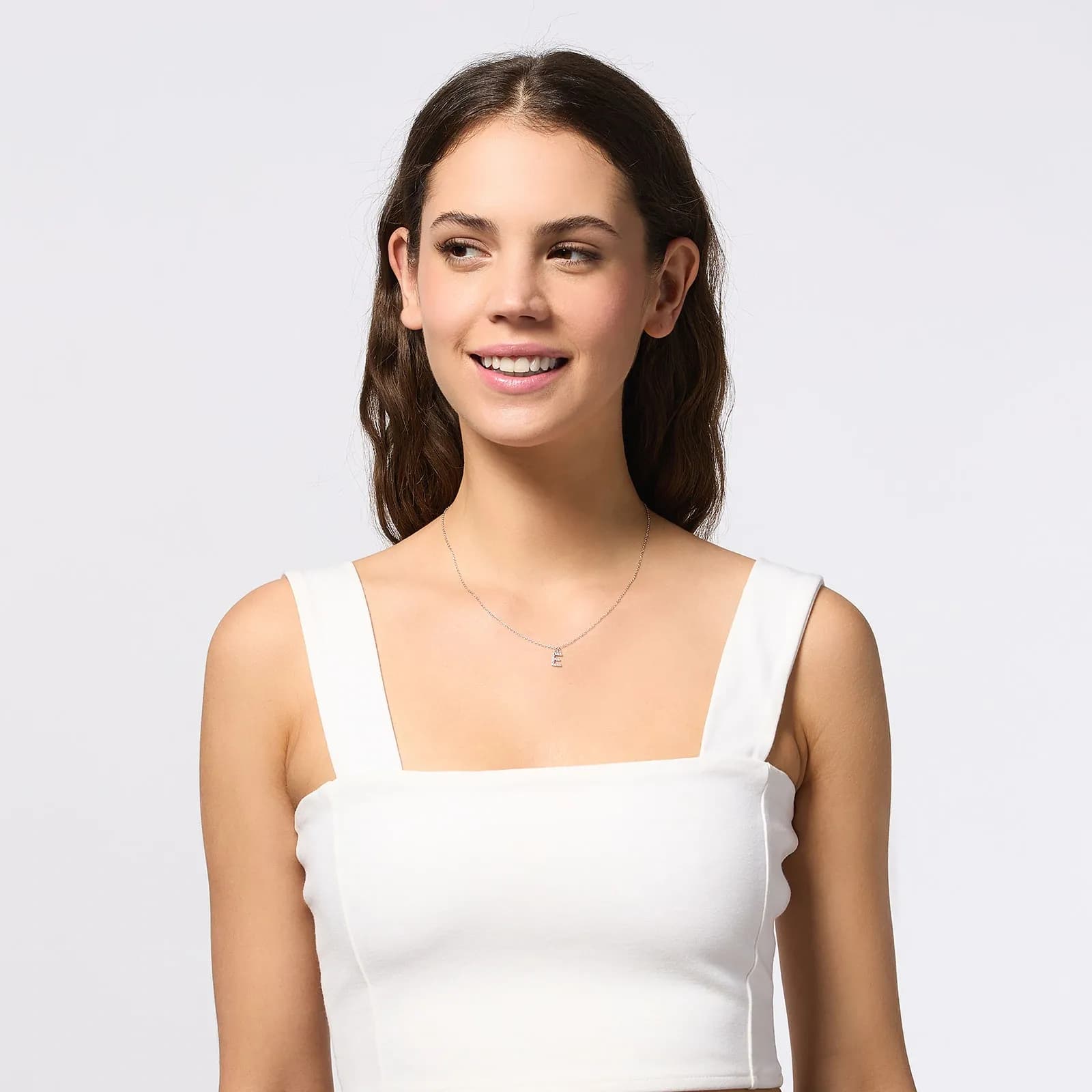 Halsband äkta silver, bokstav E - 42+3 cm 3