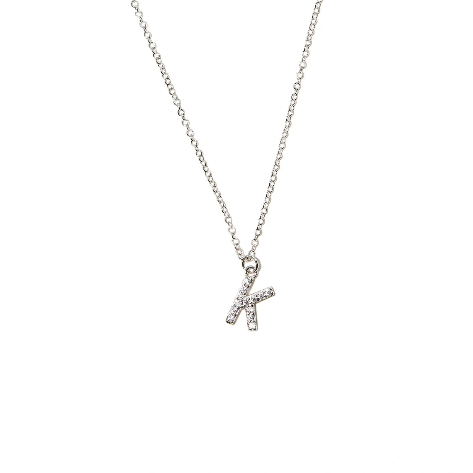 Halsband äkta silver, bokstav K - 42+3 cm