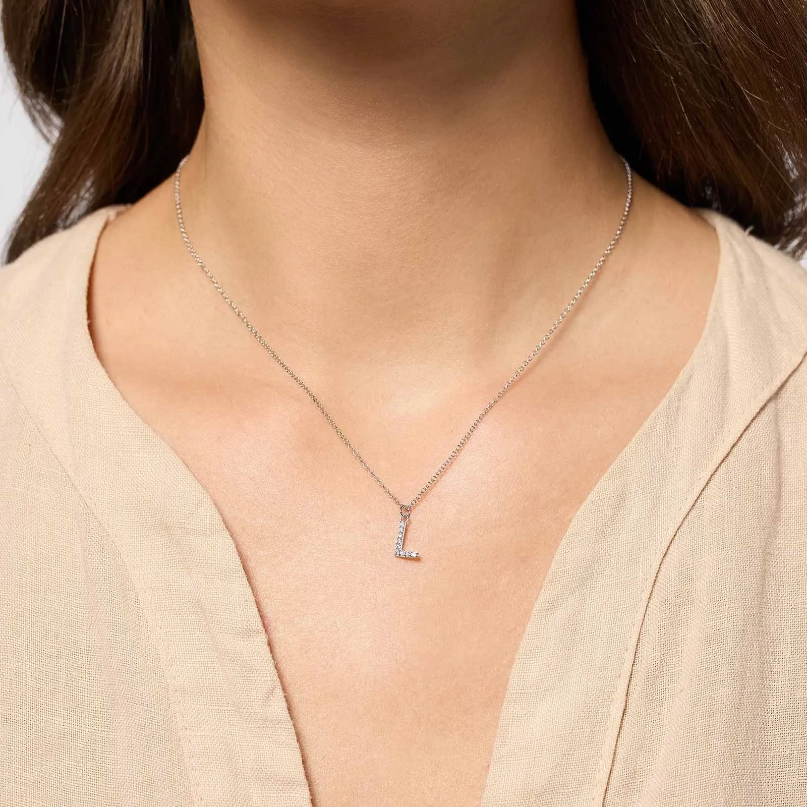 Halsband äkta silver, bokstav L - 42+3 cm 3