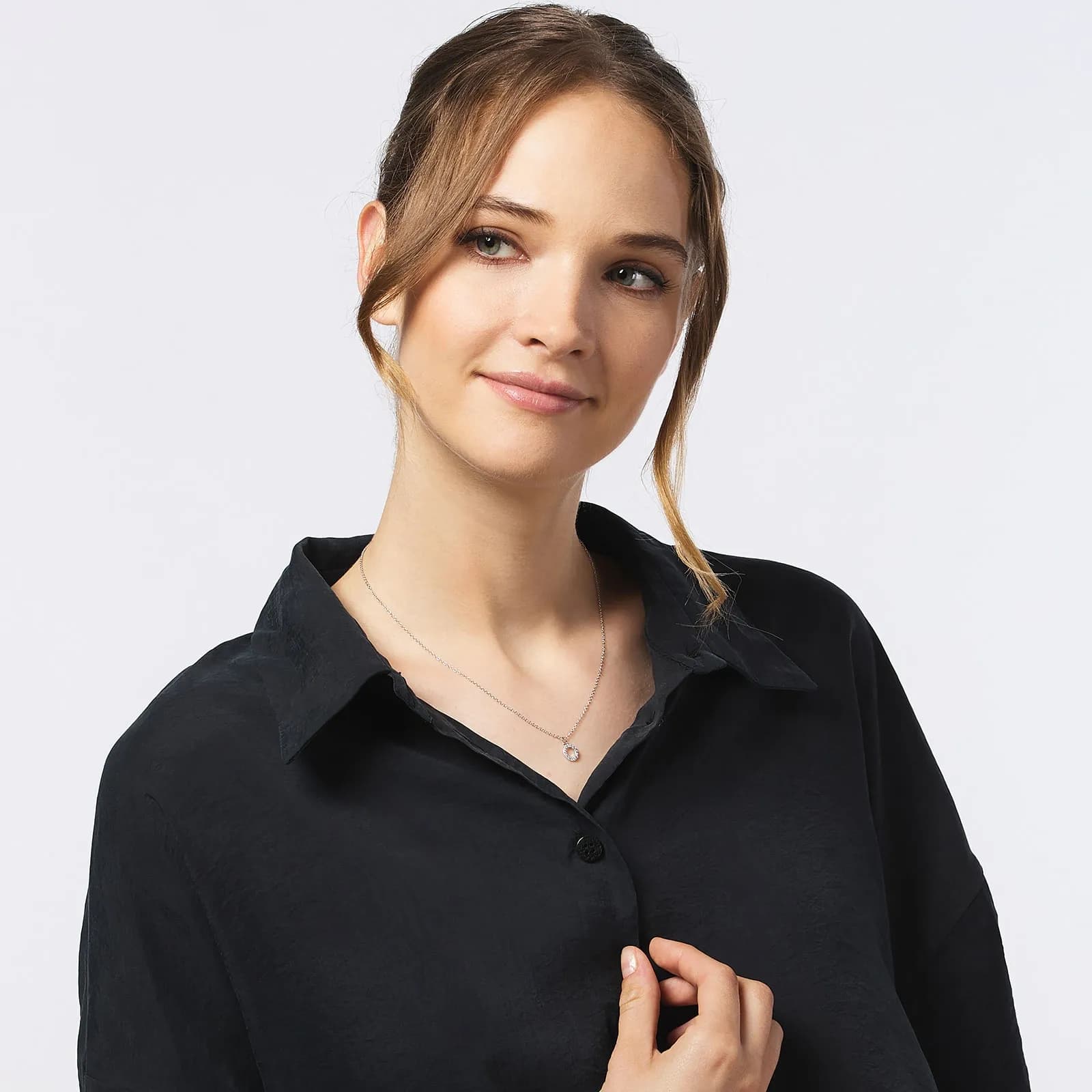 Halsband äkta silver, bokstav O - 42+3 cm 3
