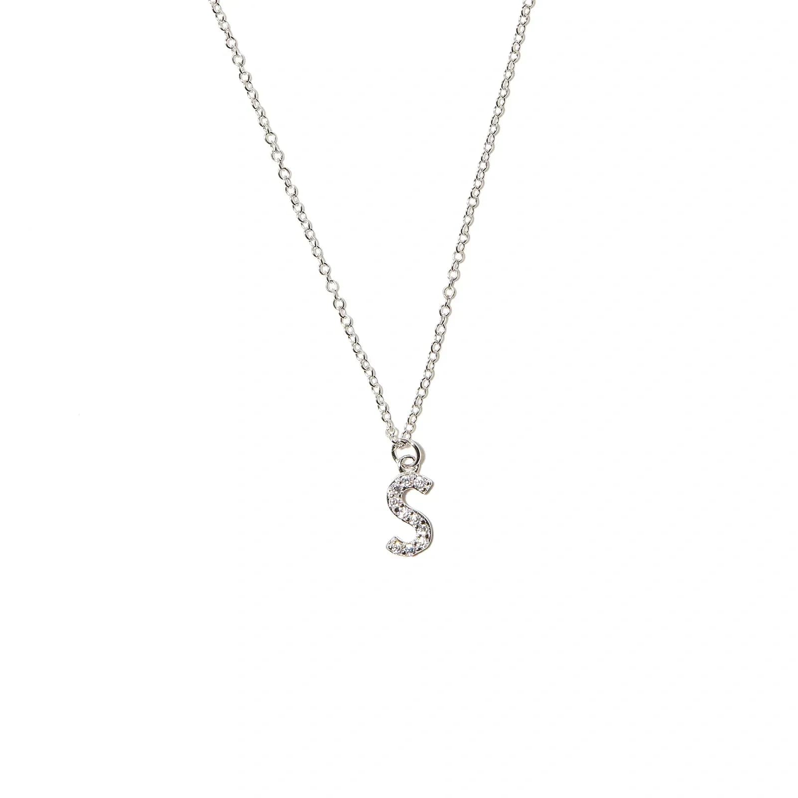 Halsband äkta silver, bokstav S - 42+3 cm