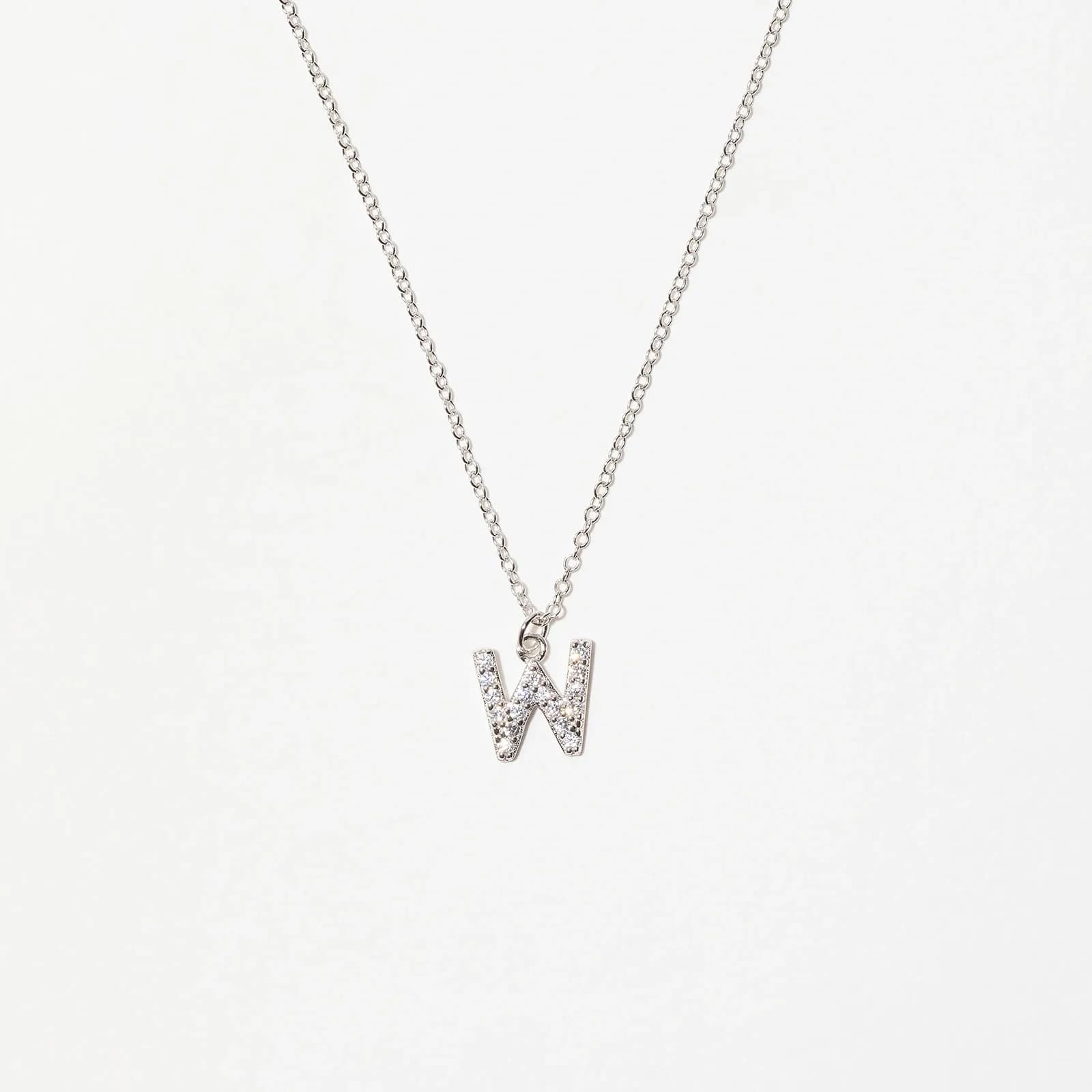 Halsband äkta silver, bokstav W - 42+3 cm