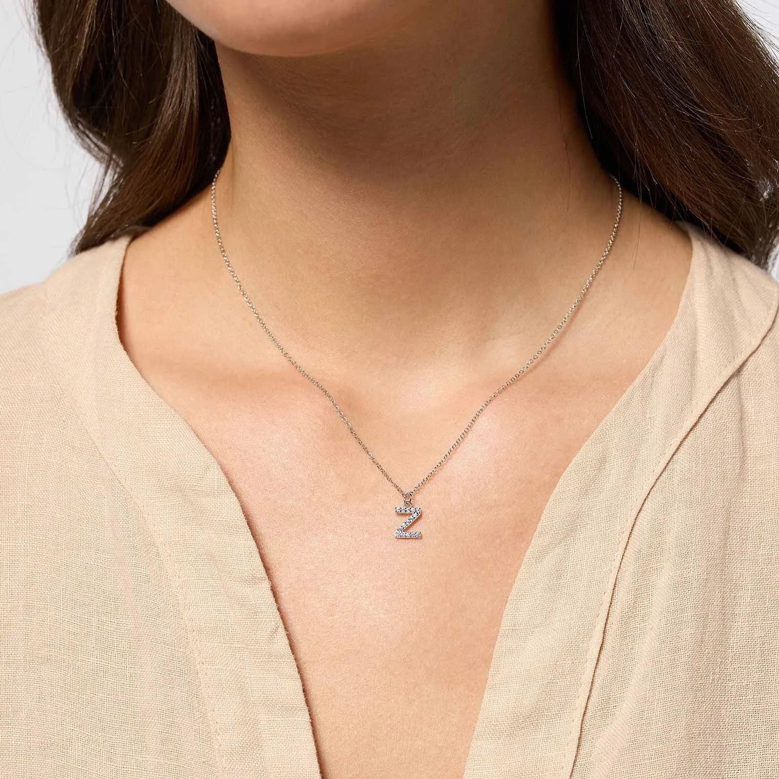 Halsband äkta silver, bokstav Z - 42+3 cm 2