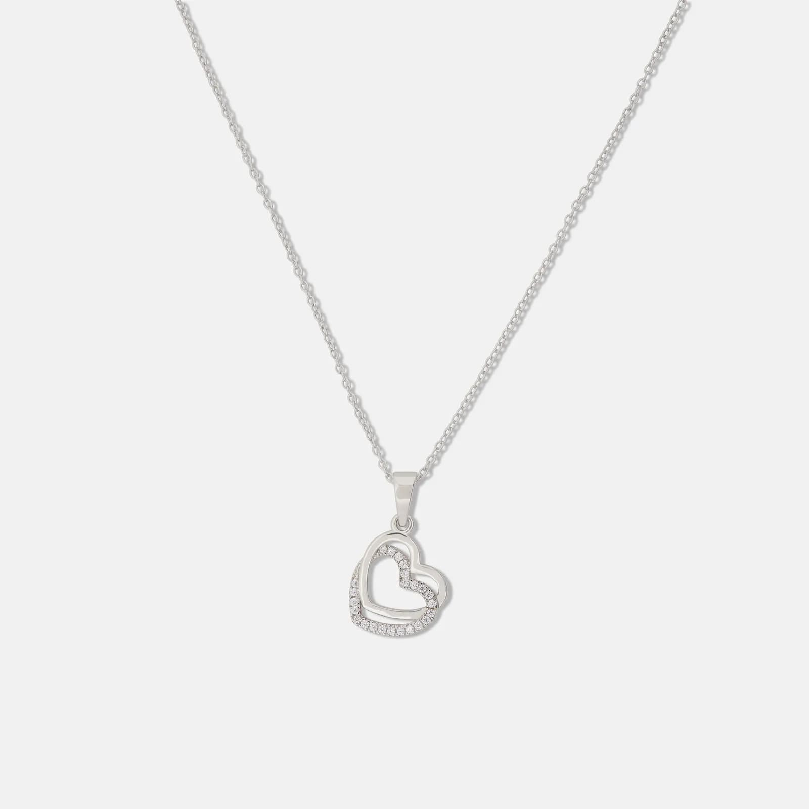 Halsband i äkta silver - dubbelt hjärta, 42+5 cm 1