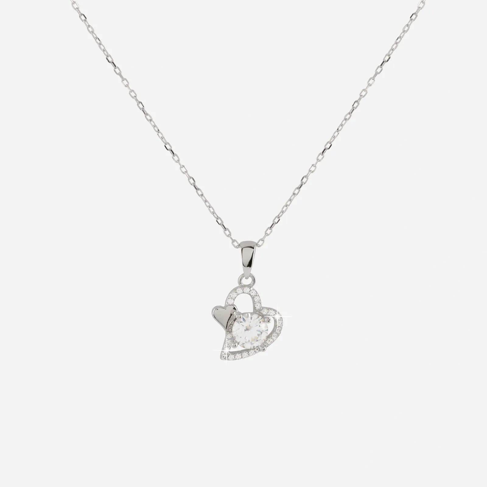 Halsband i äkta silver - hjärta & sten, 40+5 cm 1