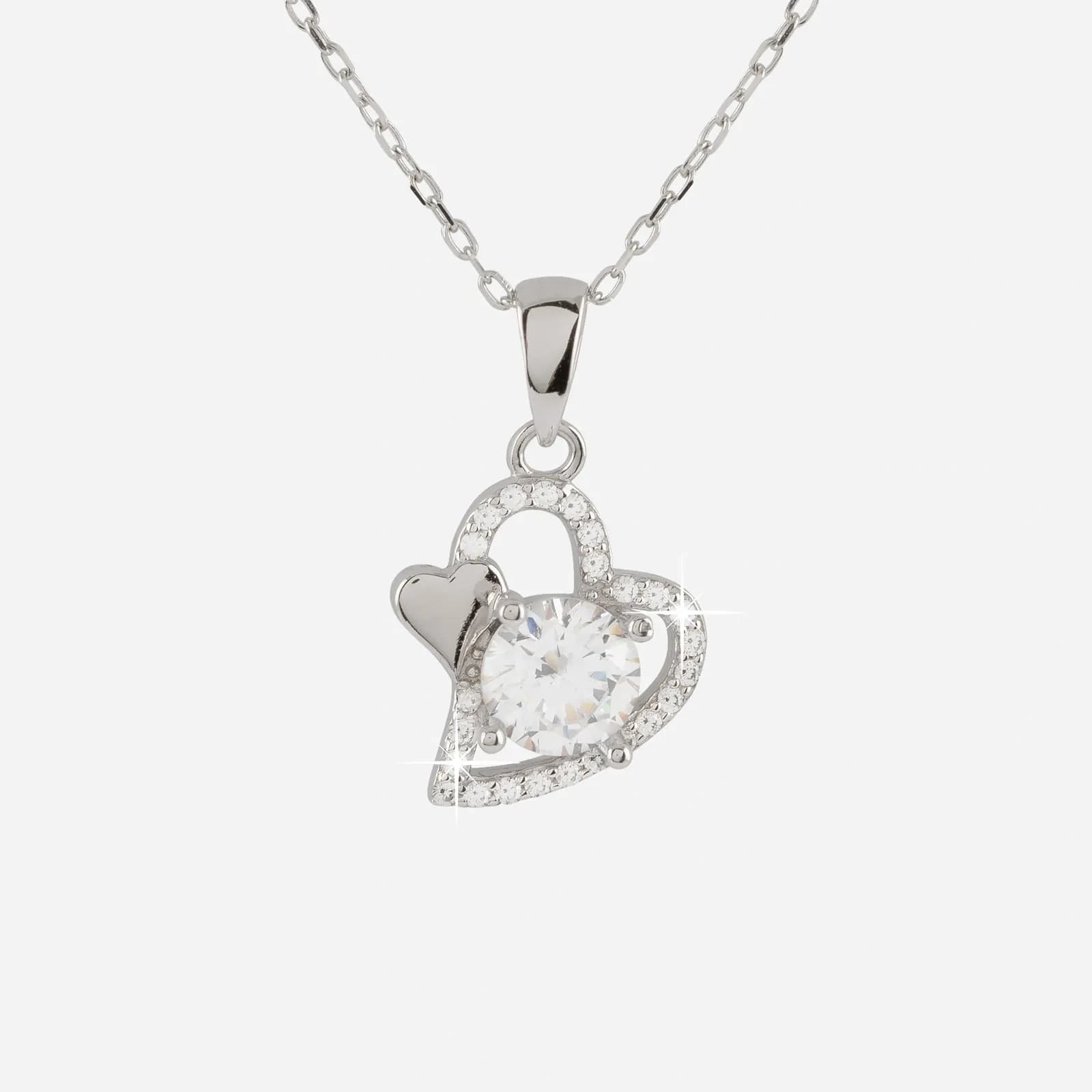 Halsband i äkta silver - hjärta & sten, 40+5 cm 2