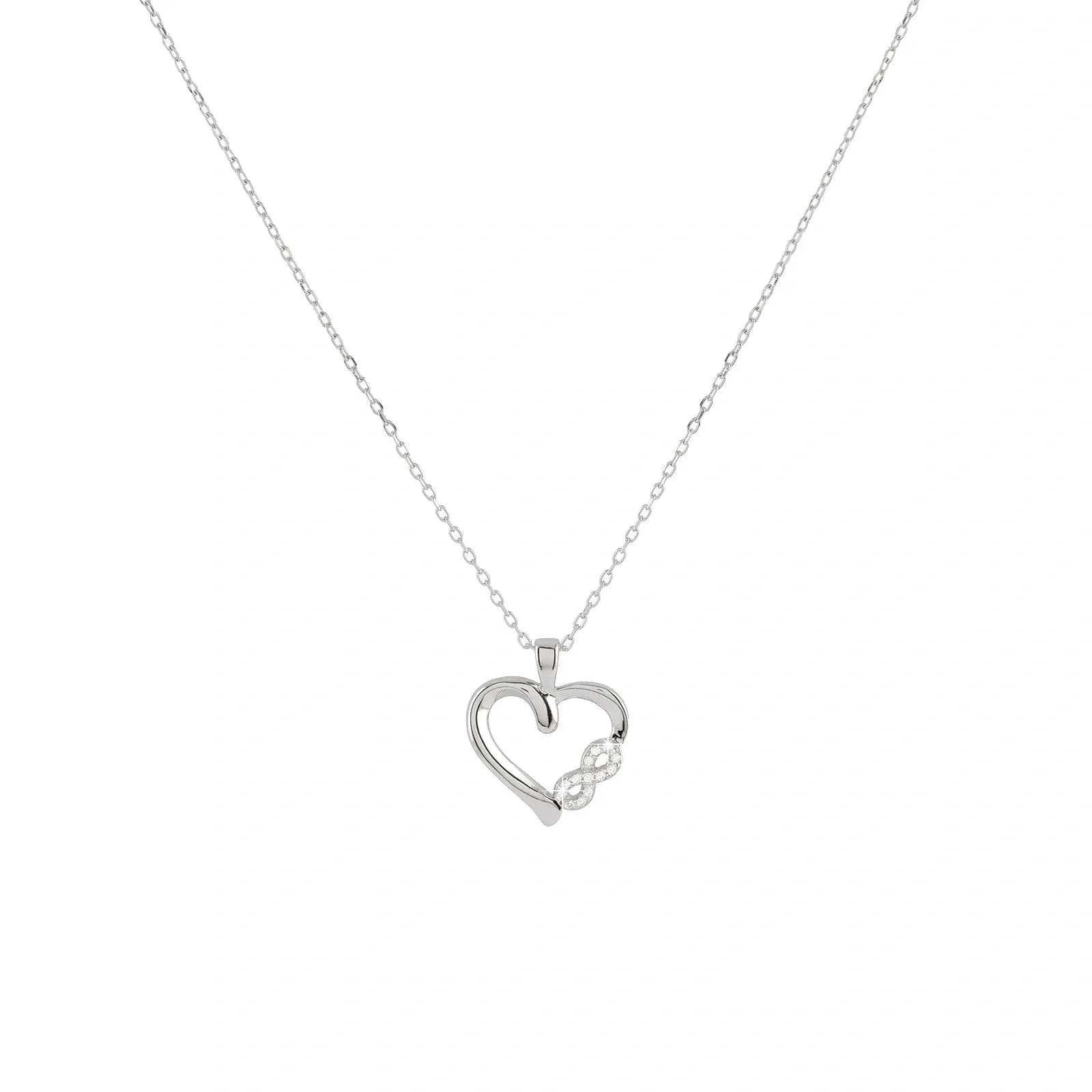 Silverhalsband hjärta & Infinitysymbol 40+5 cm