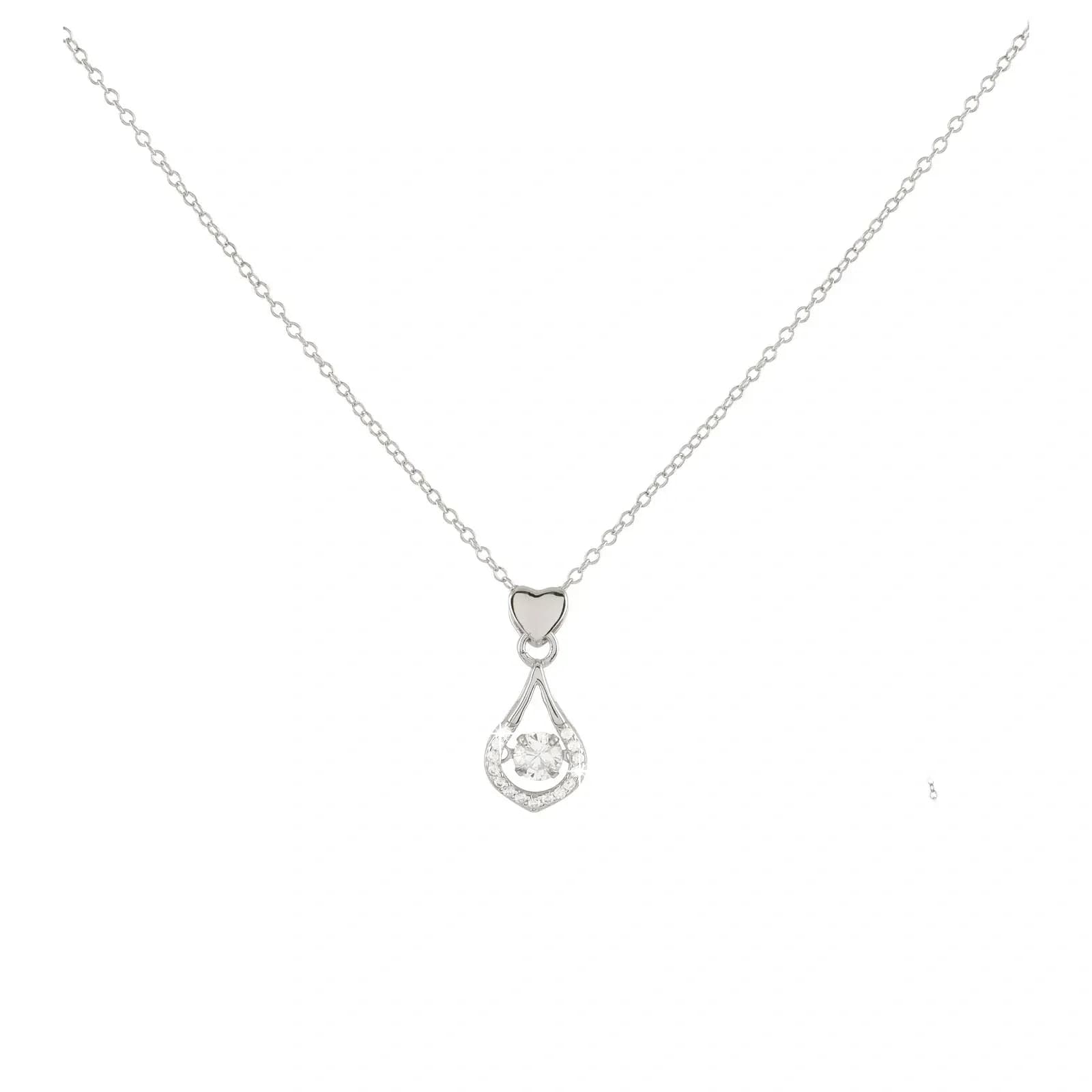 Silverhalsband droppe & hjärta 42+3 cm