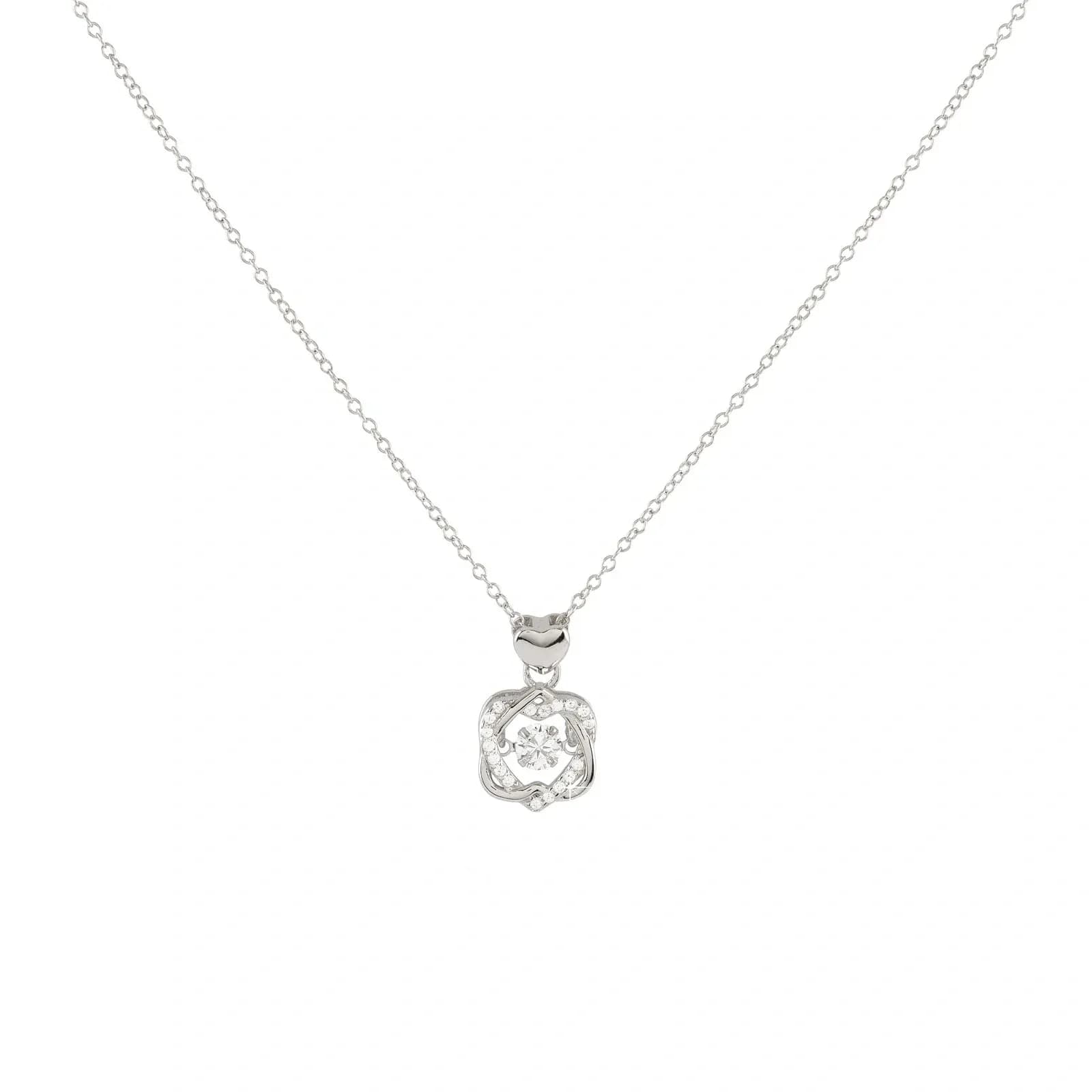 Silverhalsband slingrande hjärtan 42+3 cm