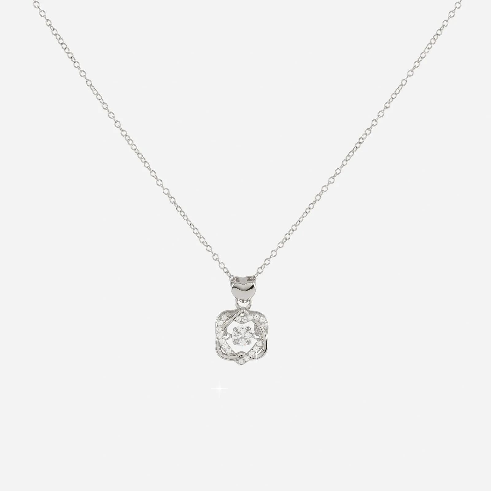 Silverhalsband slingrande hjärtan 42+3 cm