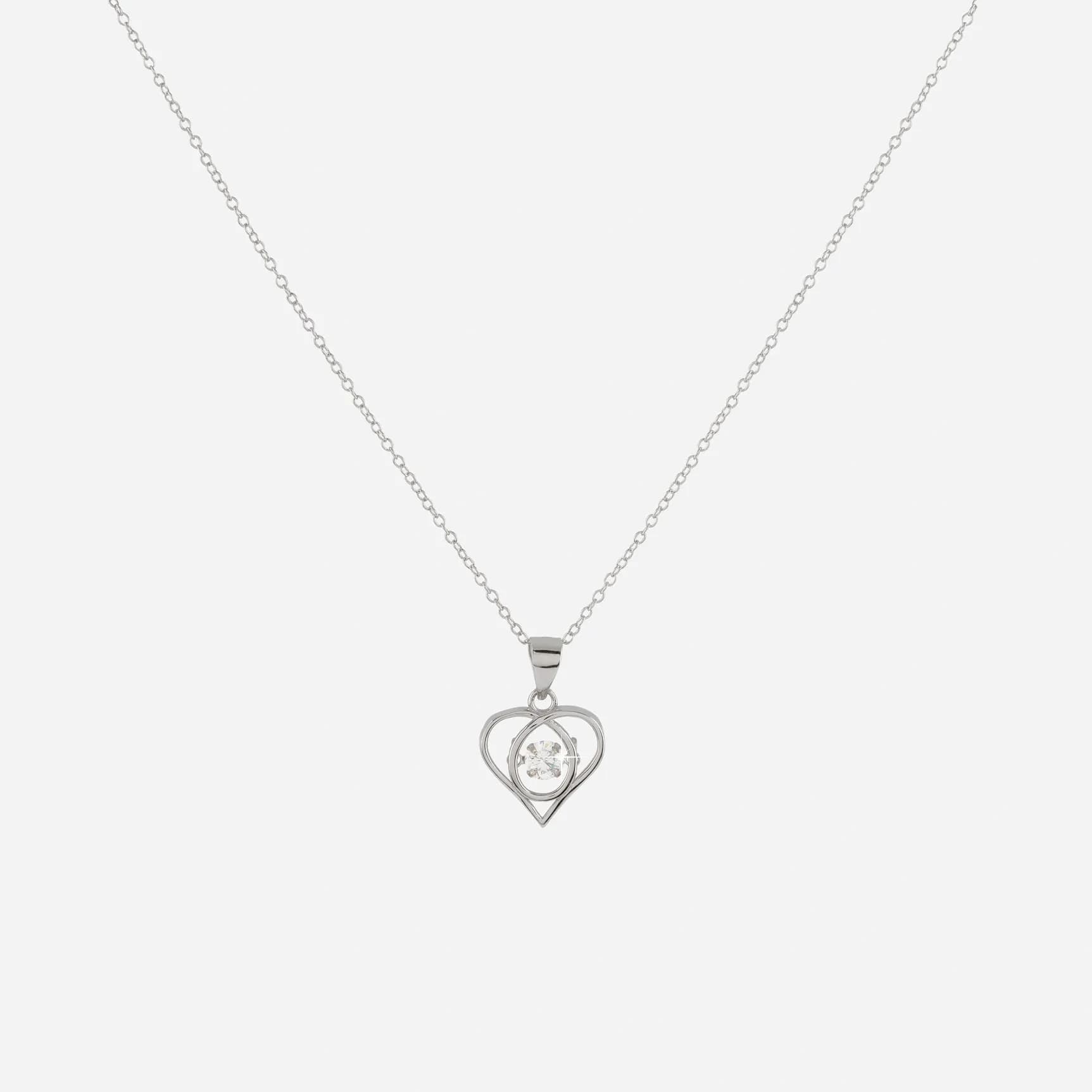 Silverhalsband stilrent hjärta 42+3 cm