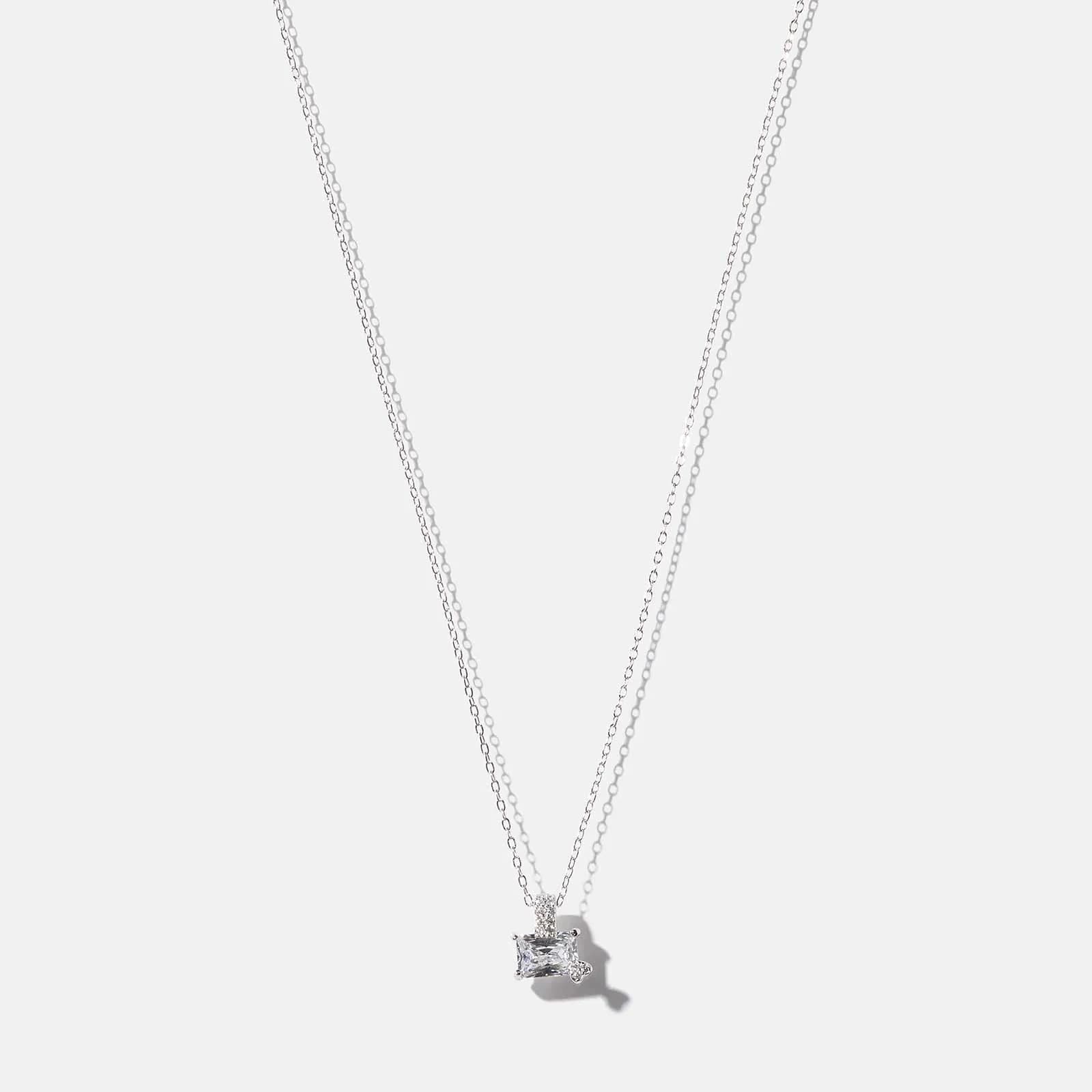Halsband i äkta silver - vit Zirkonia med hjärta, 40+5cm 1