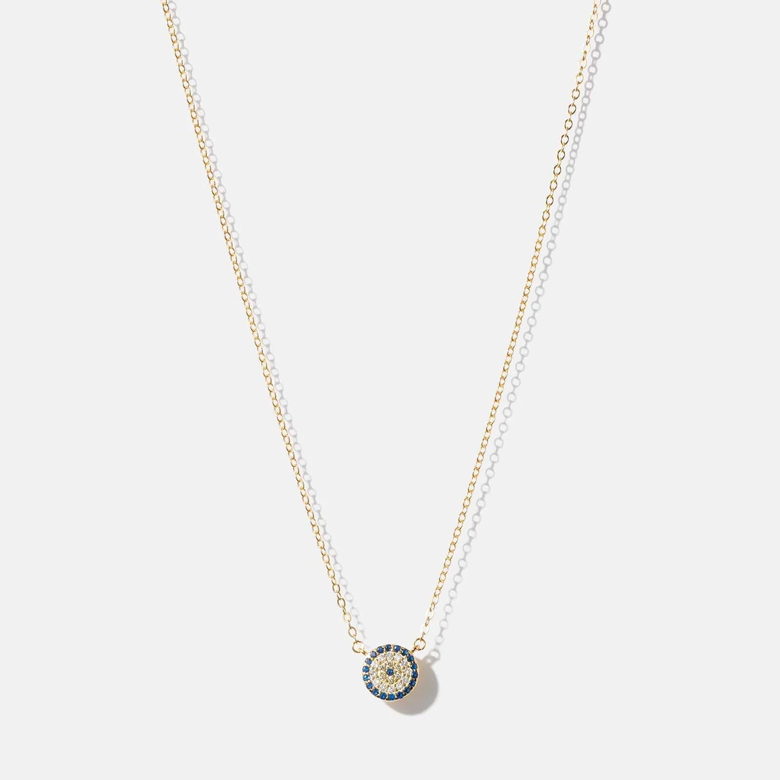 Guldpläterat halsband i äkta silver -  berlock, blå/vita stenar 40+5cm 1