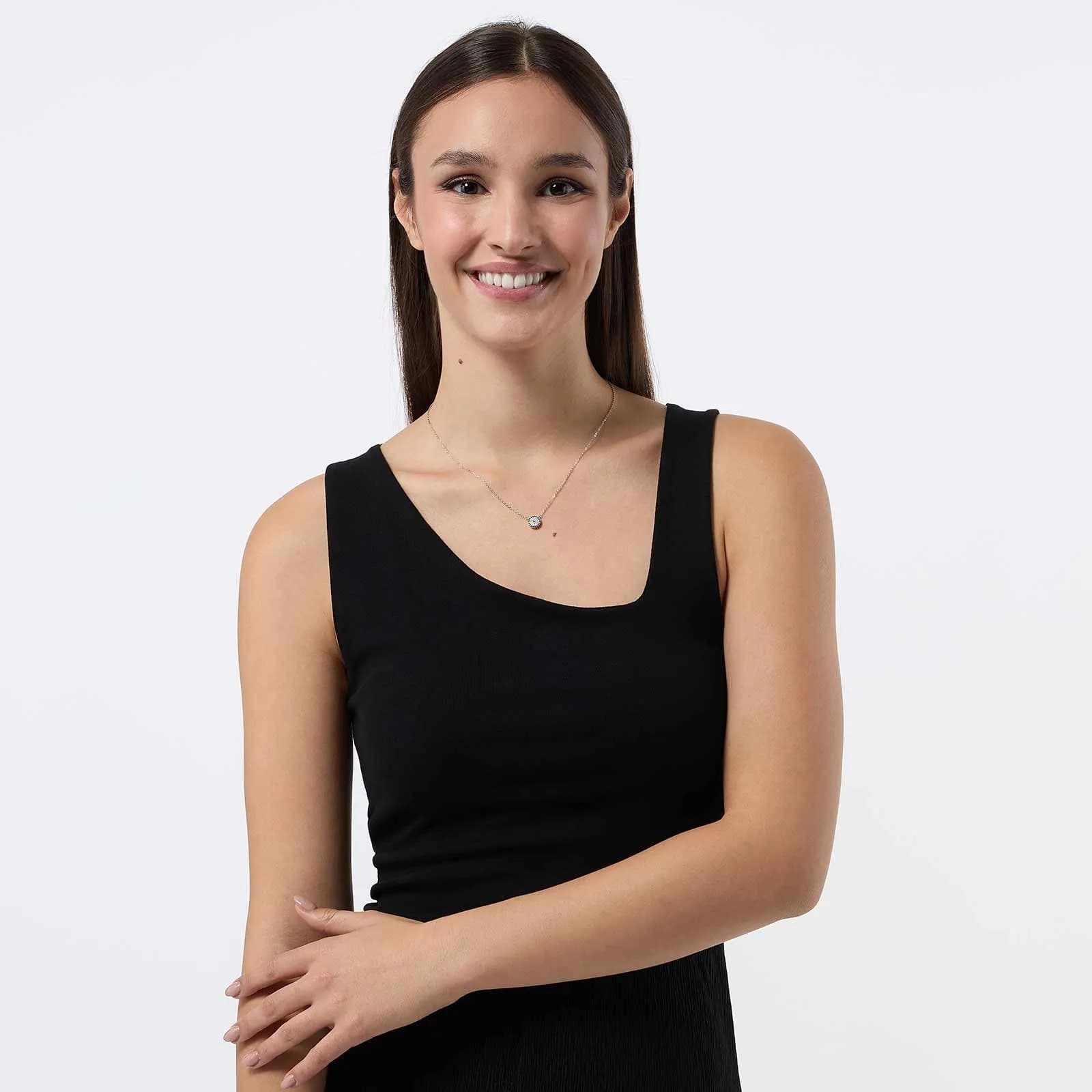 Halsband i äkta silver - berlock, blå/vita stenar 40+5cm 2