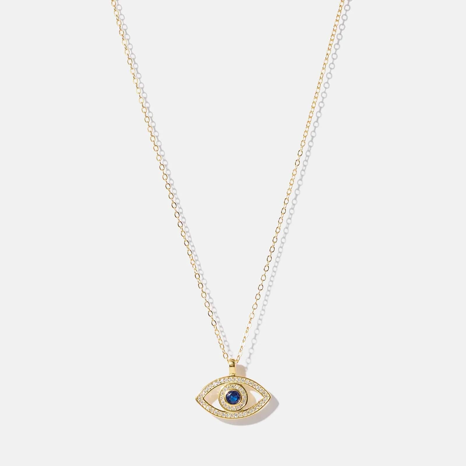 Guldpläterat halsband i äkta silver -  berlock öga, 40+5cm 1