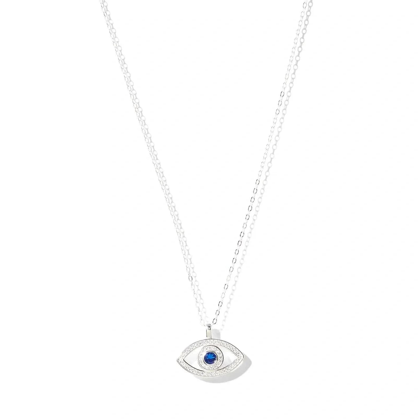 Halsband i äkta silver - berlock öga, 40+5cm