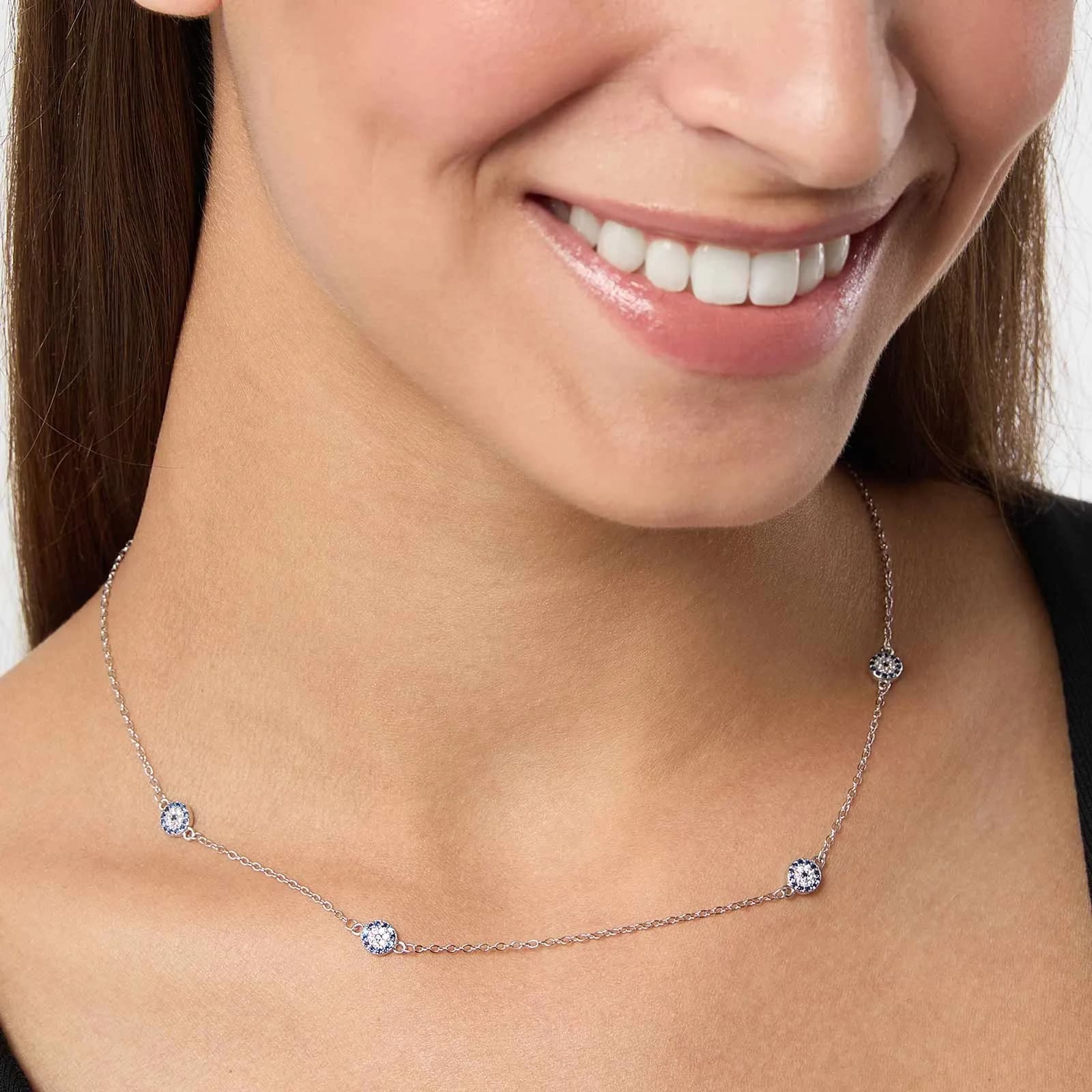 Halsband i äkta silver - fyra cirklar, 40+5cm 3