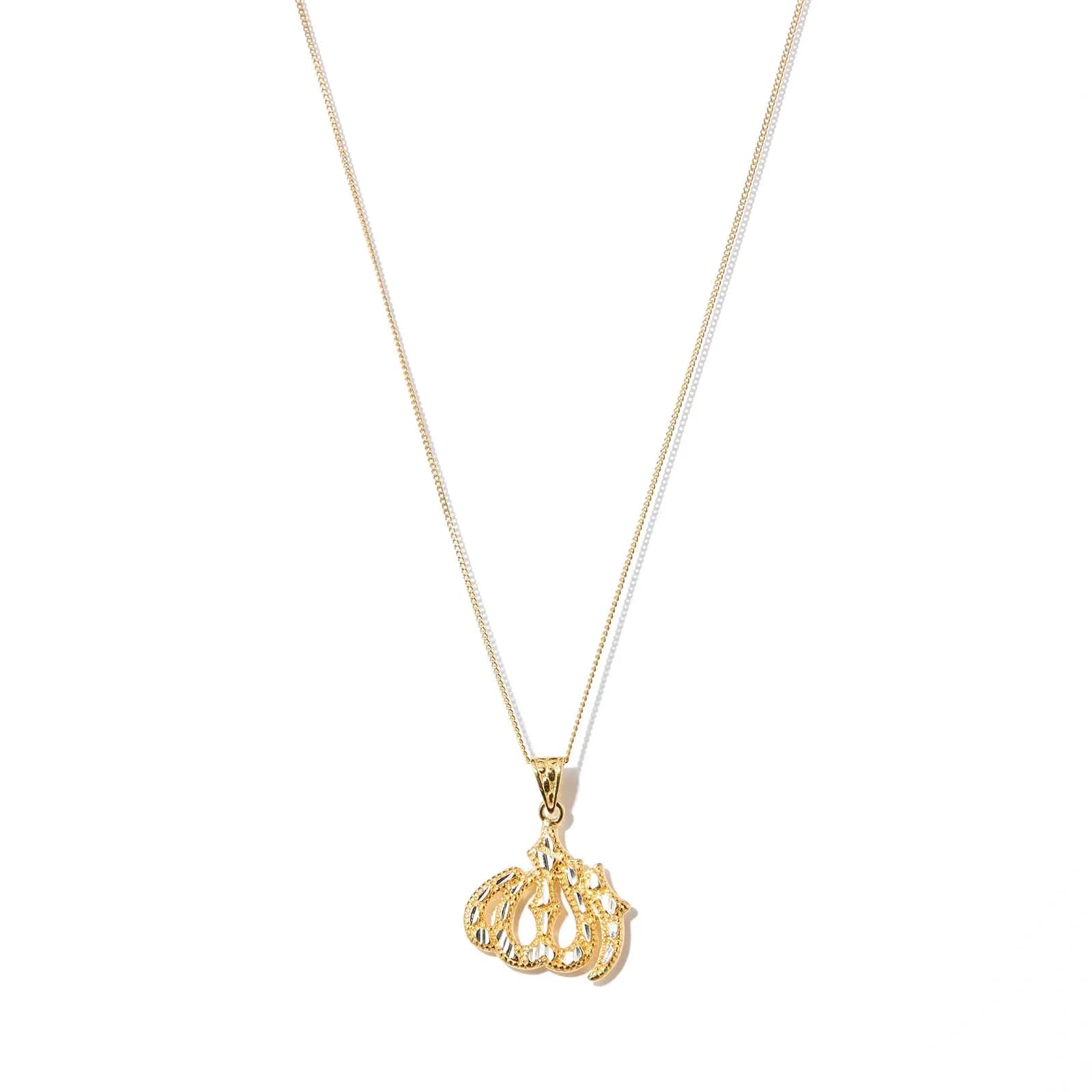 Guldpläterat halsband i äkta silver Allah-symbol  42+5cm