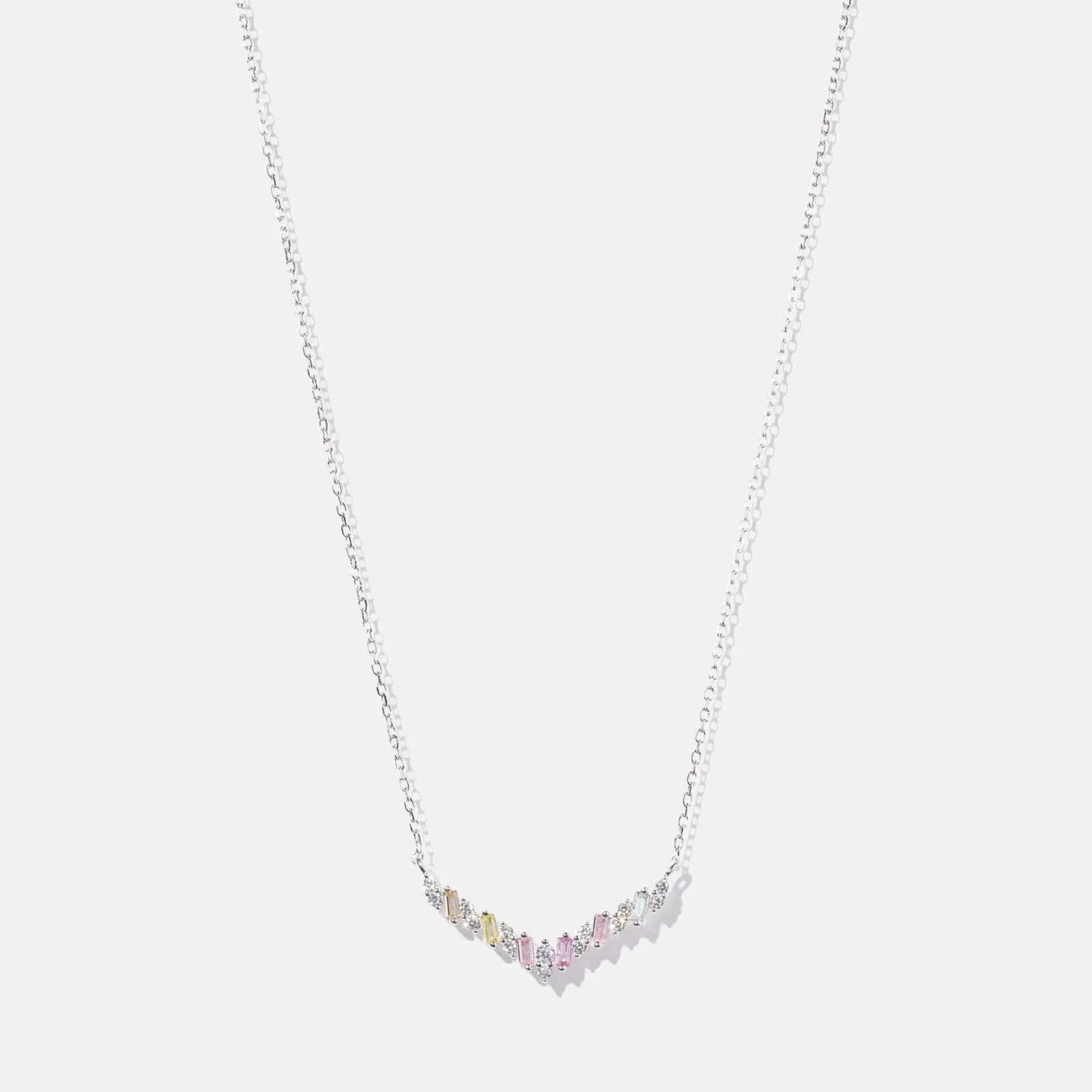 Halsband i äkta silver - olikfärgade Zirkonia, 40+5cm