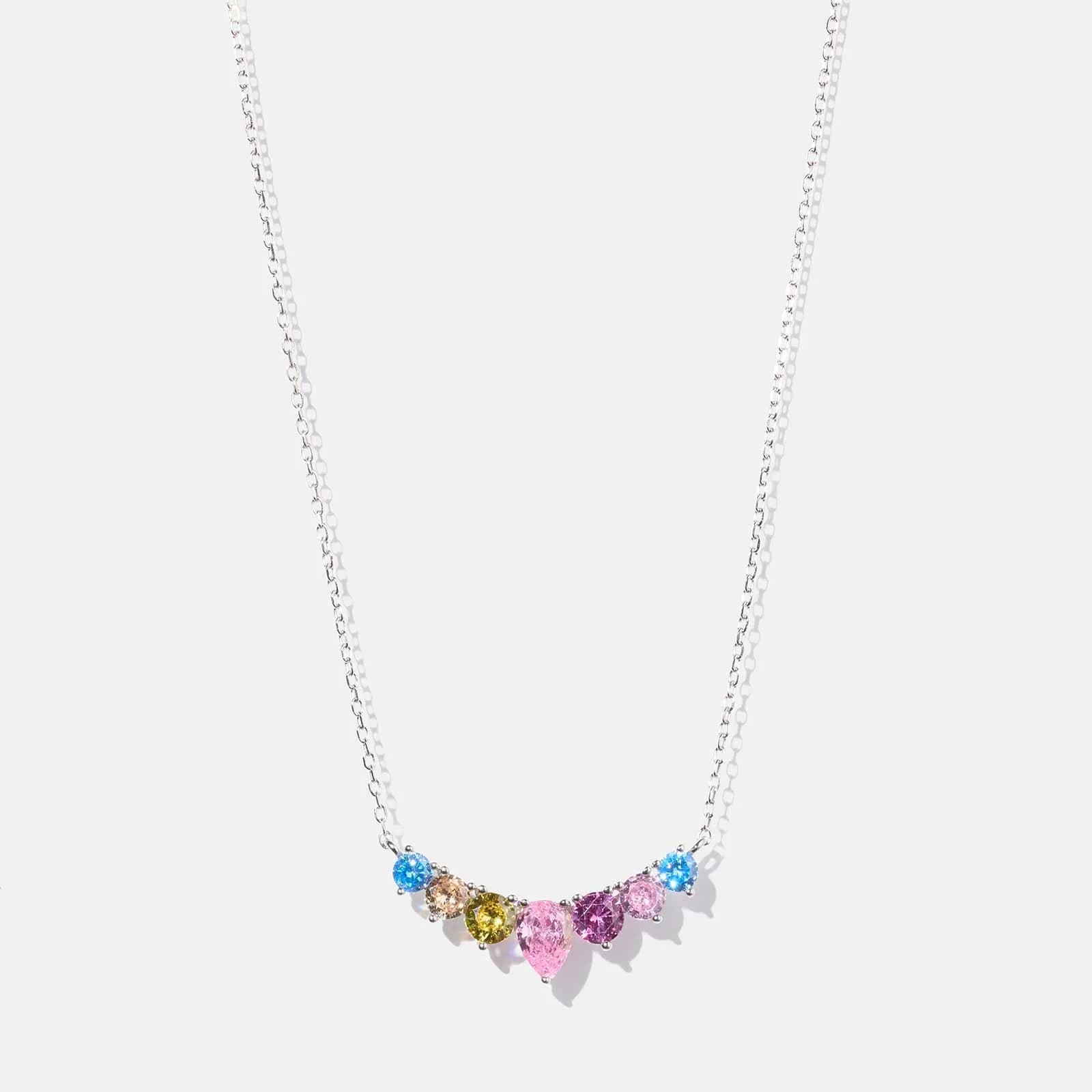 Halsband i äkta silver - bågformat hänge multicolor, 40+5cm 1