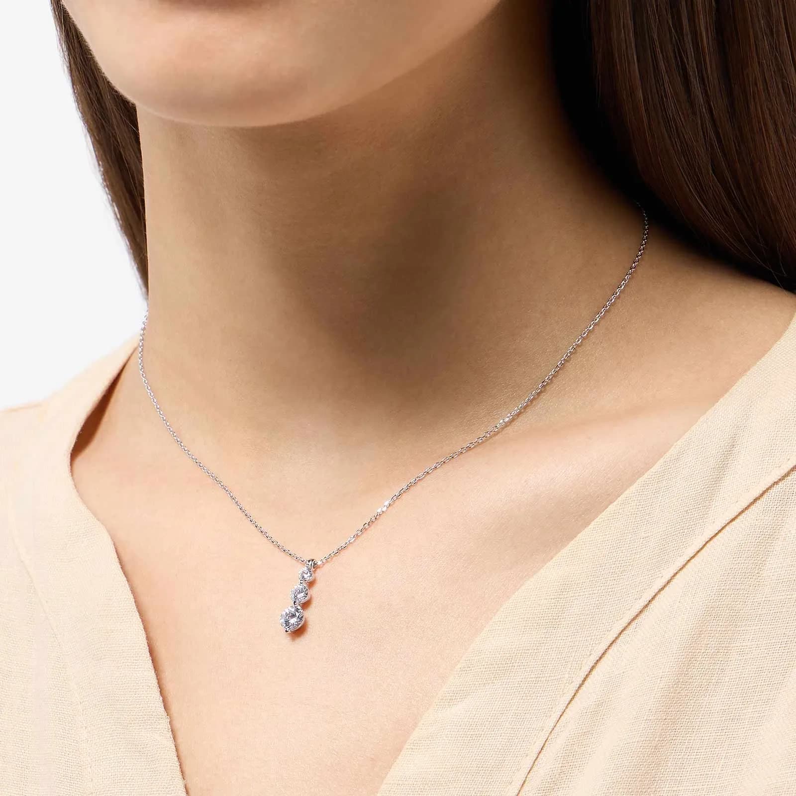 Halsband i äkta silver - hänge med tre Zirkonia, 40+5cm 2