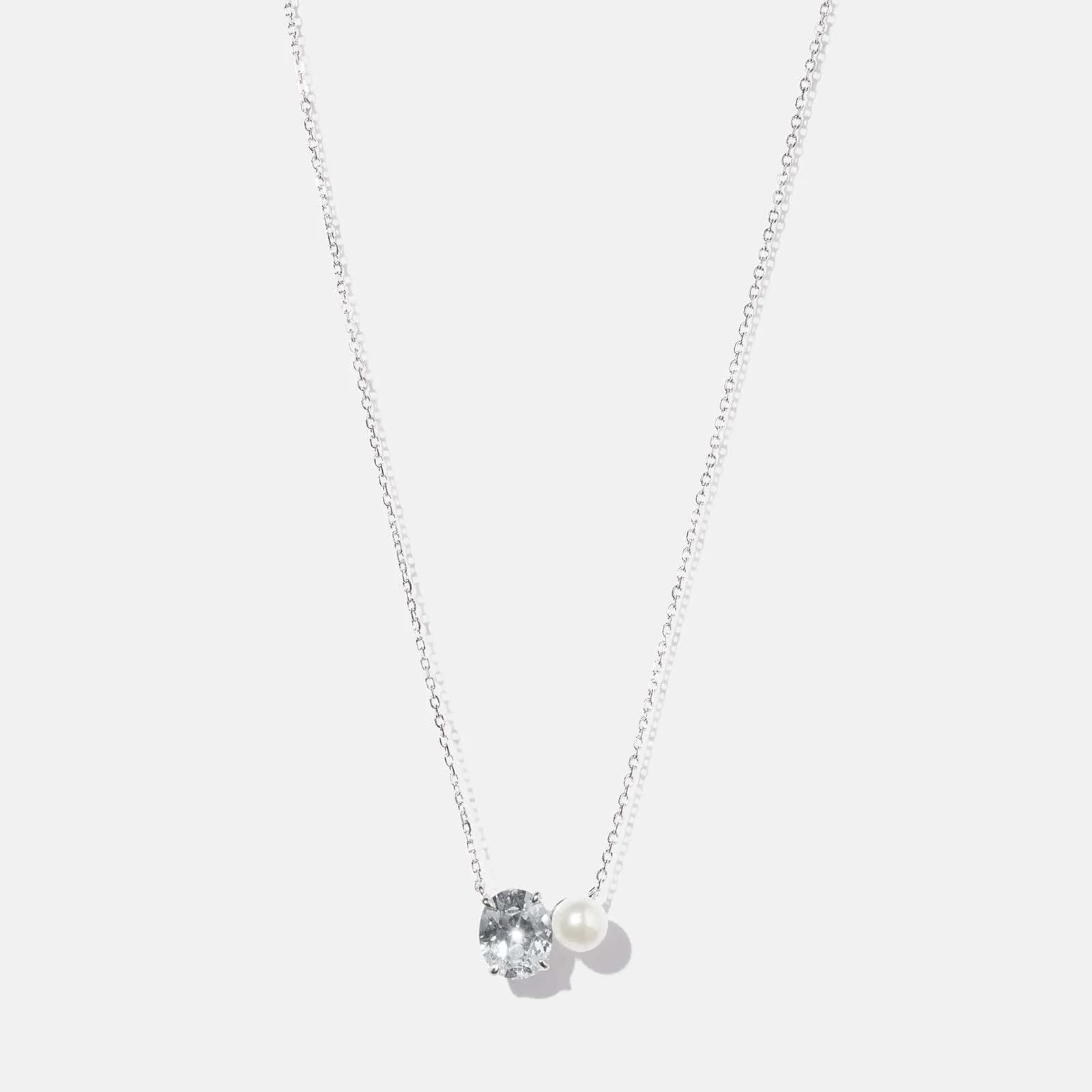 Halsband i äkta silver - Shell pearl & Zirkonia, 40+5cm 1