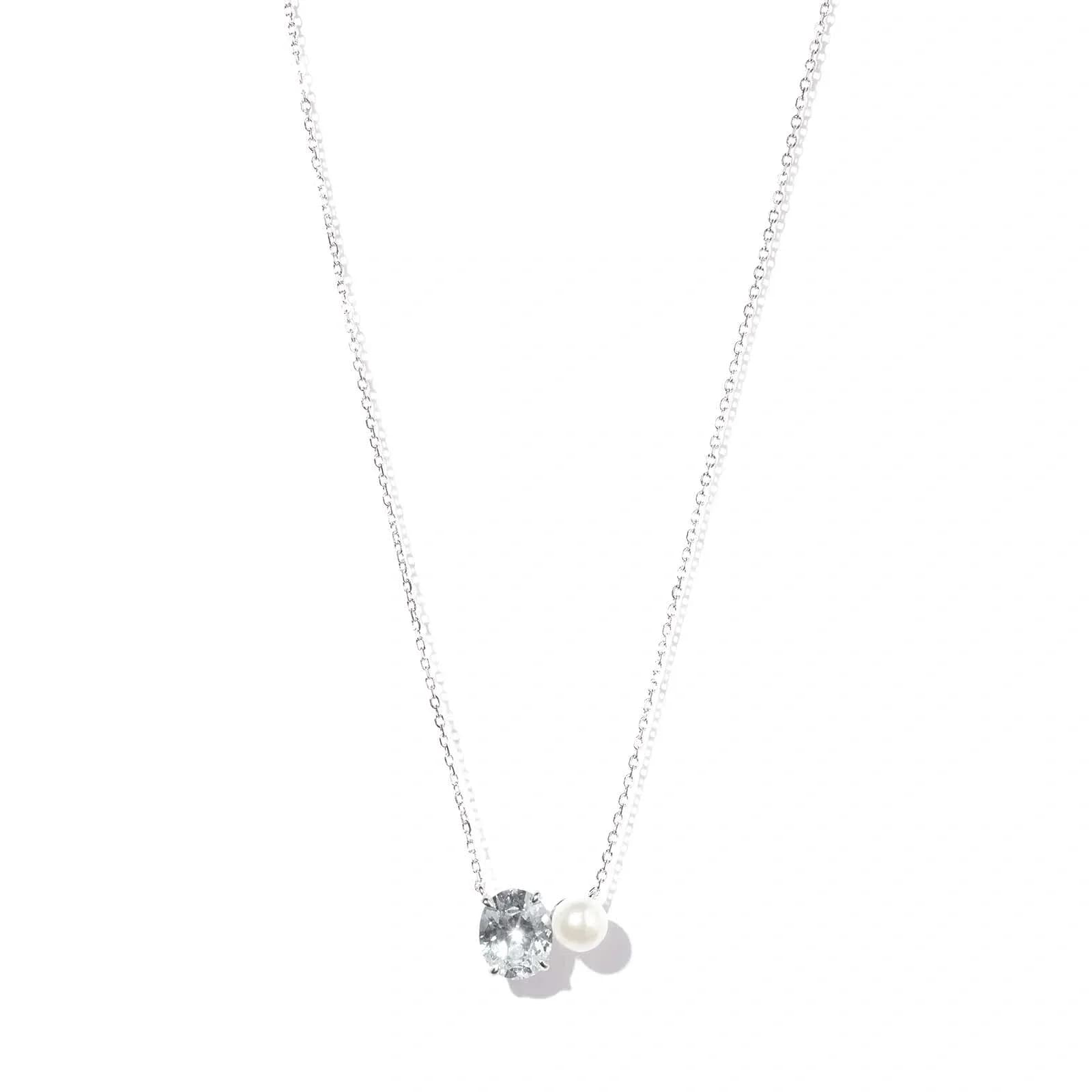 Halsband i äkta silver - Shell pearl & Zirkonia, 40+5cm