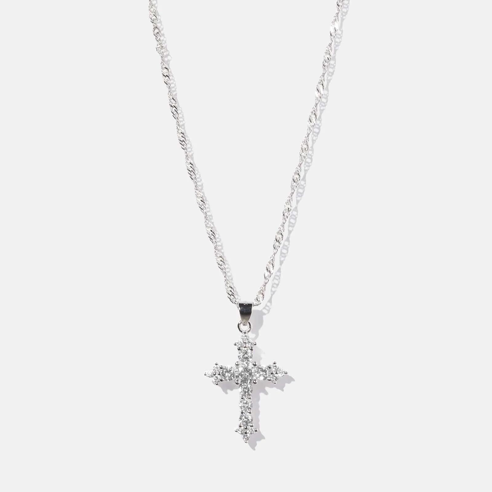 Halsband i äkta silver  - kors med Zirkonia, 40+5cm 1