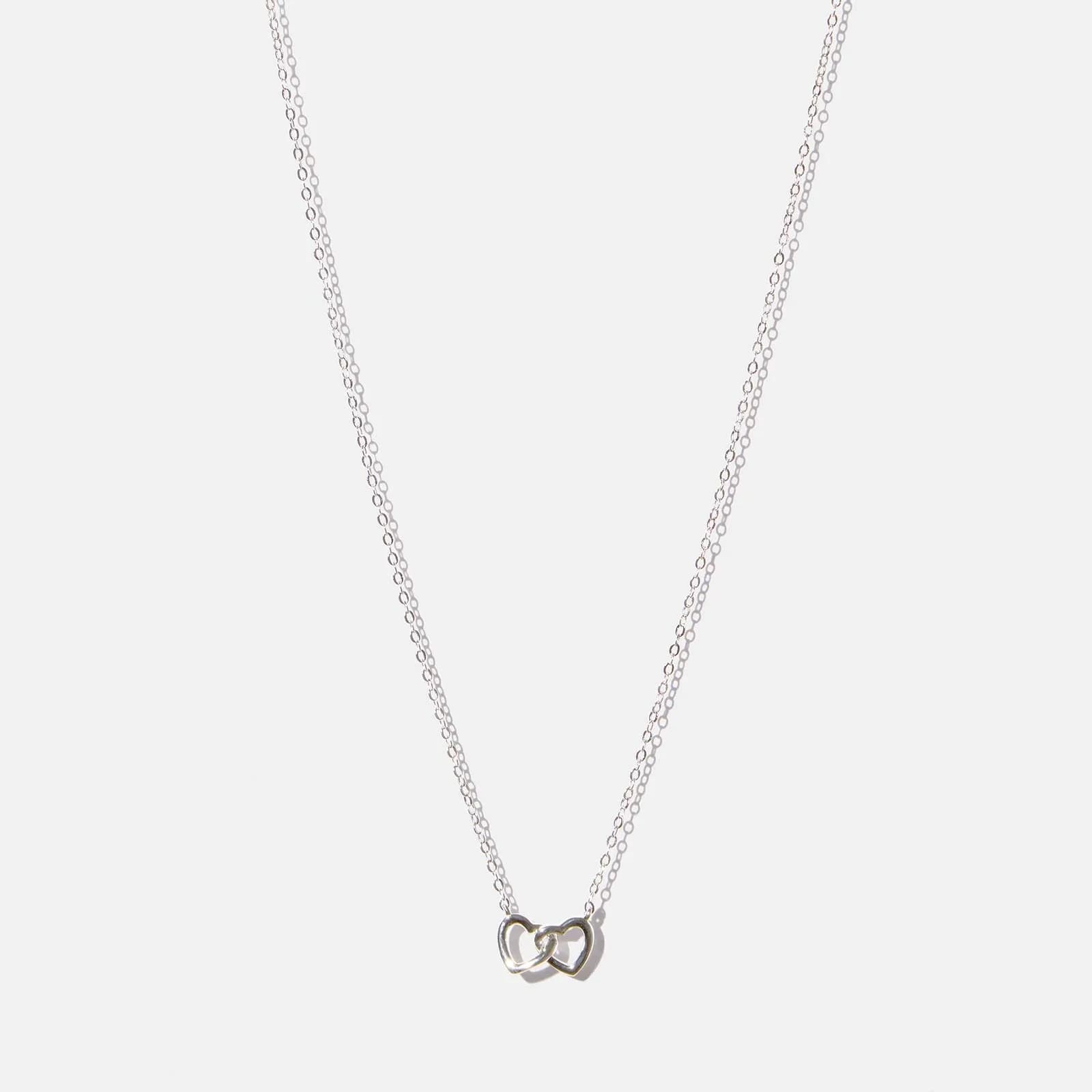 Halsband äkta silver - hänge två hjärtan