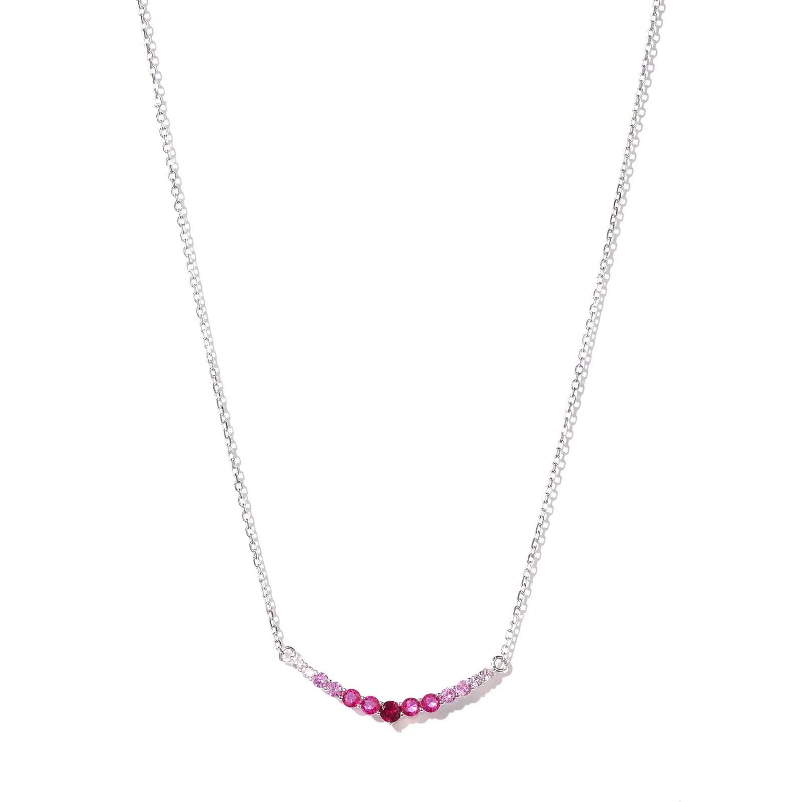 Halsband äkta silver - hänge rosa stenar