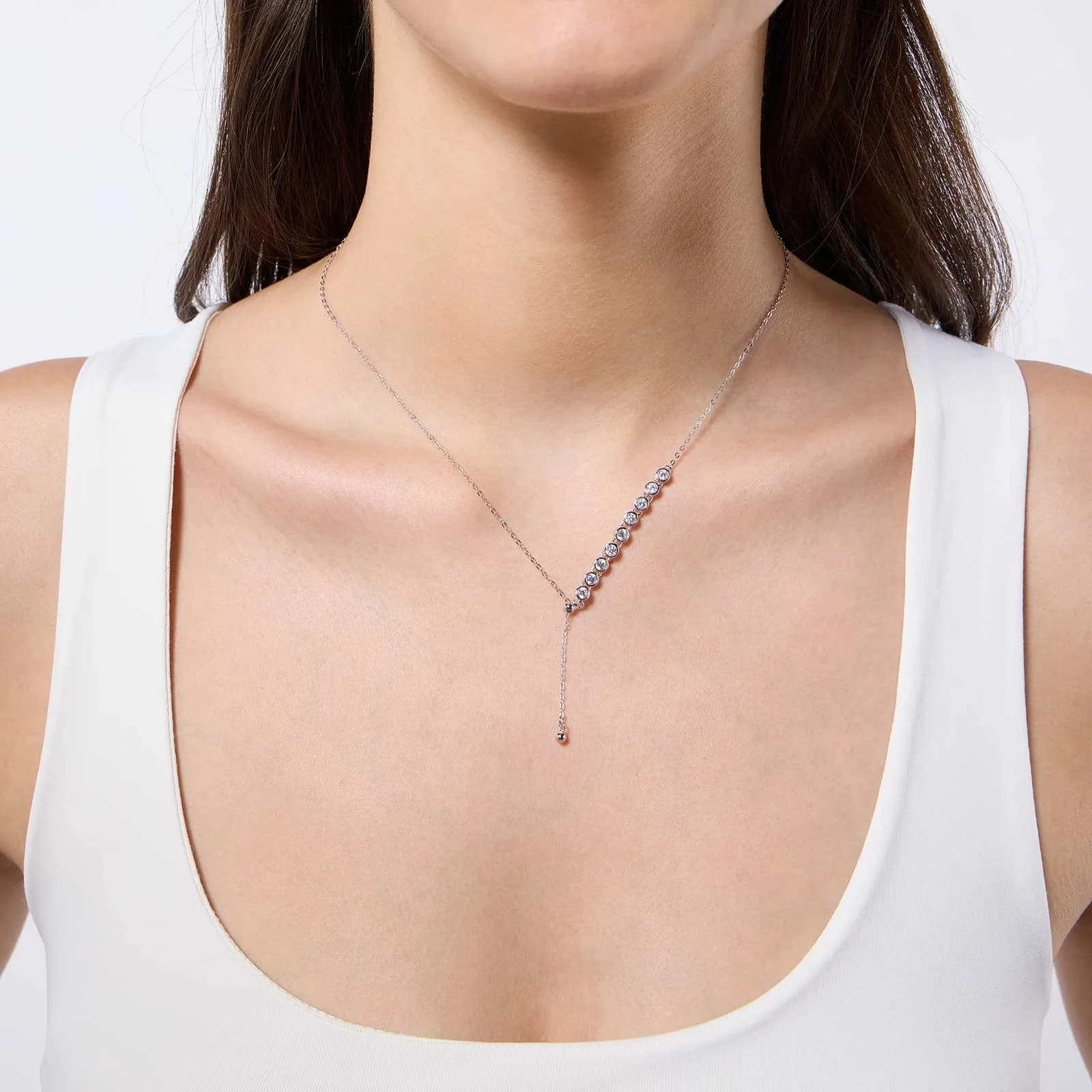 Halsband äkta silver - nio Kubisk Zirkonia 2