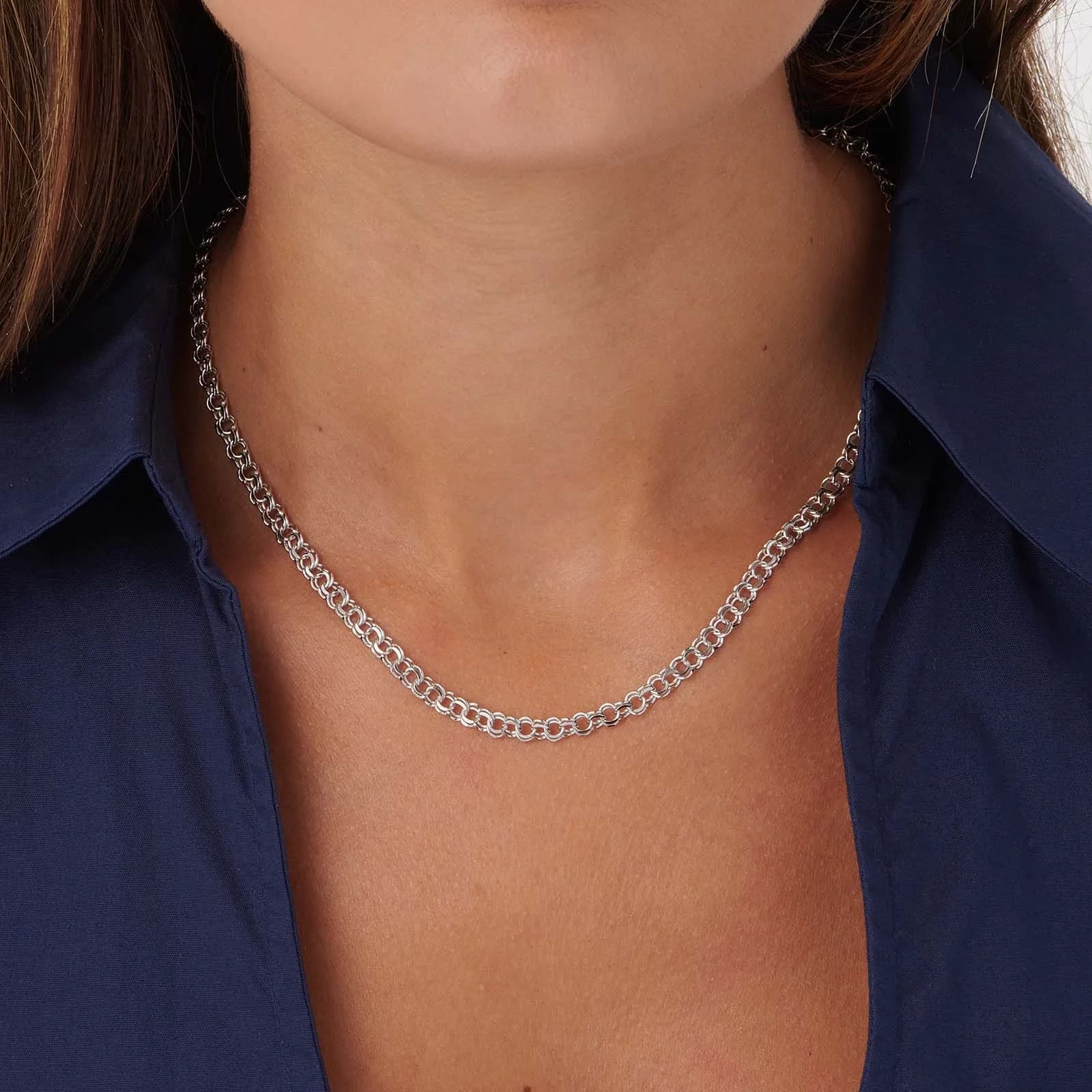 Halsband i silver, 4,5 mm bred bismarck - 45 cm 2