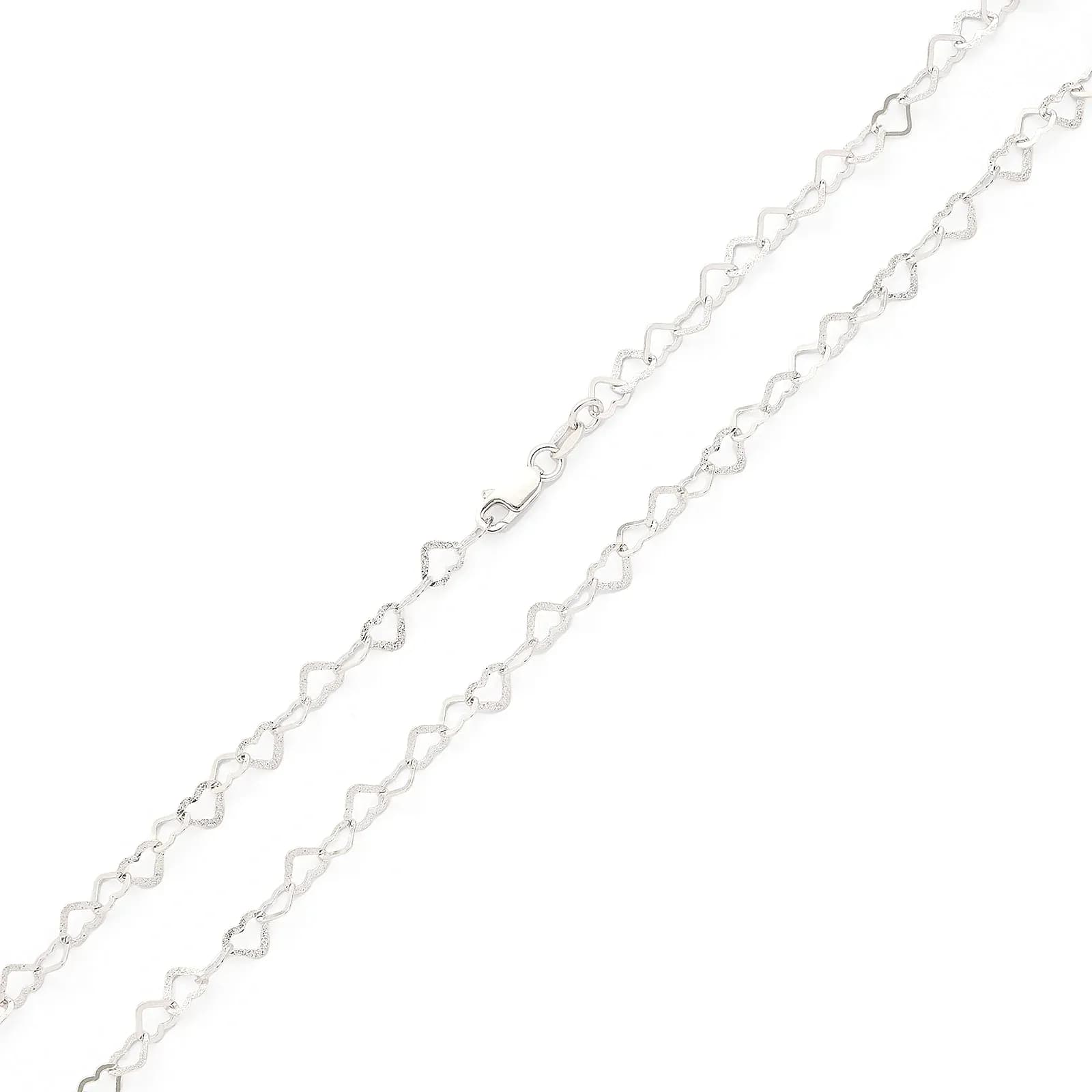 Halsband i silver, hjärtlänk 45cm