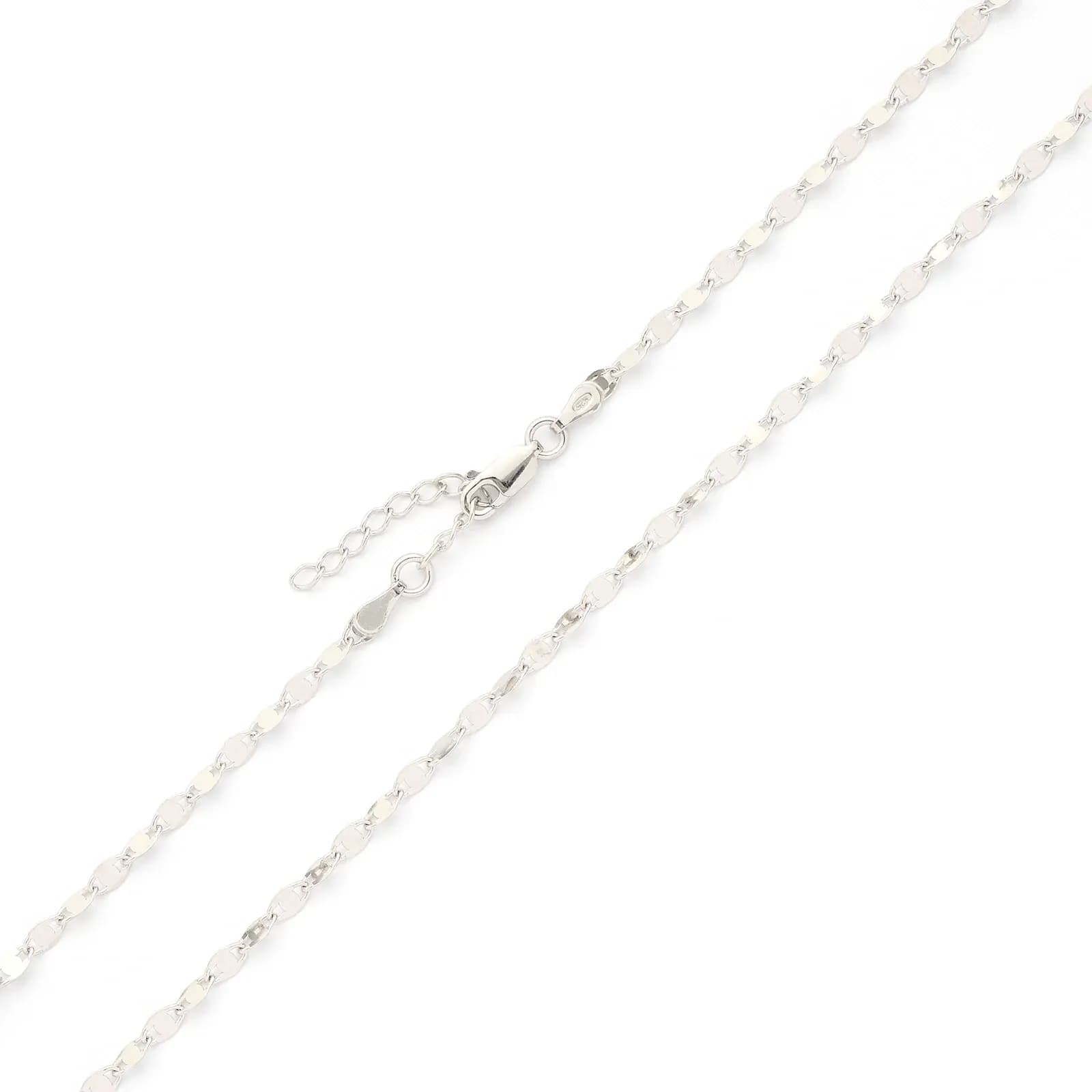 Halsband i silver, platta brickor - 42cm