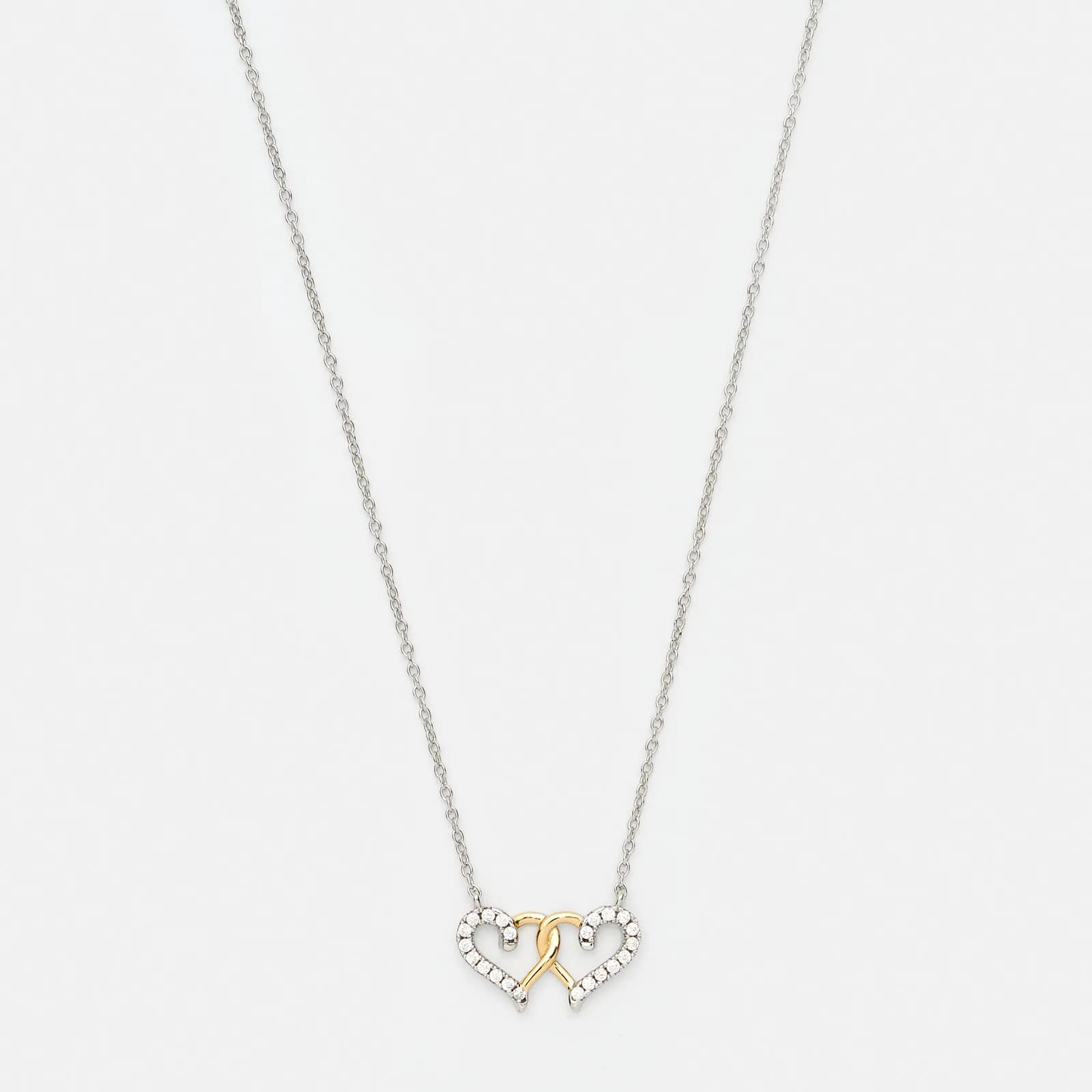 Halsband i silver - dubbelt hjärta, 42+3cm