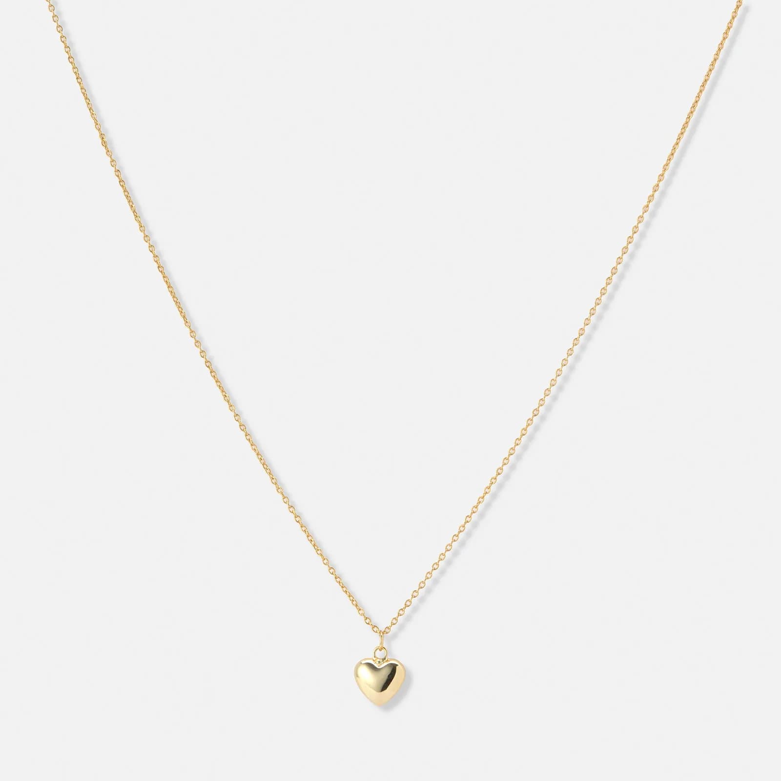 Guldpläterat silverhalsband, kedja med 10 mm hjärta - 42+3cm